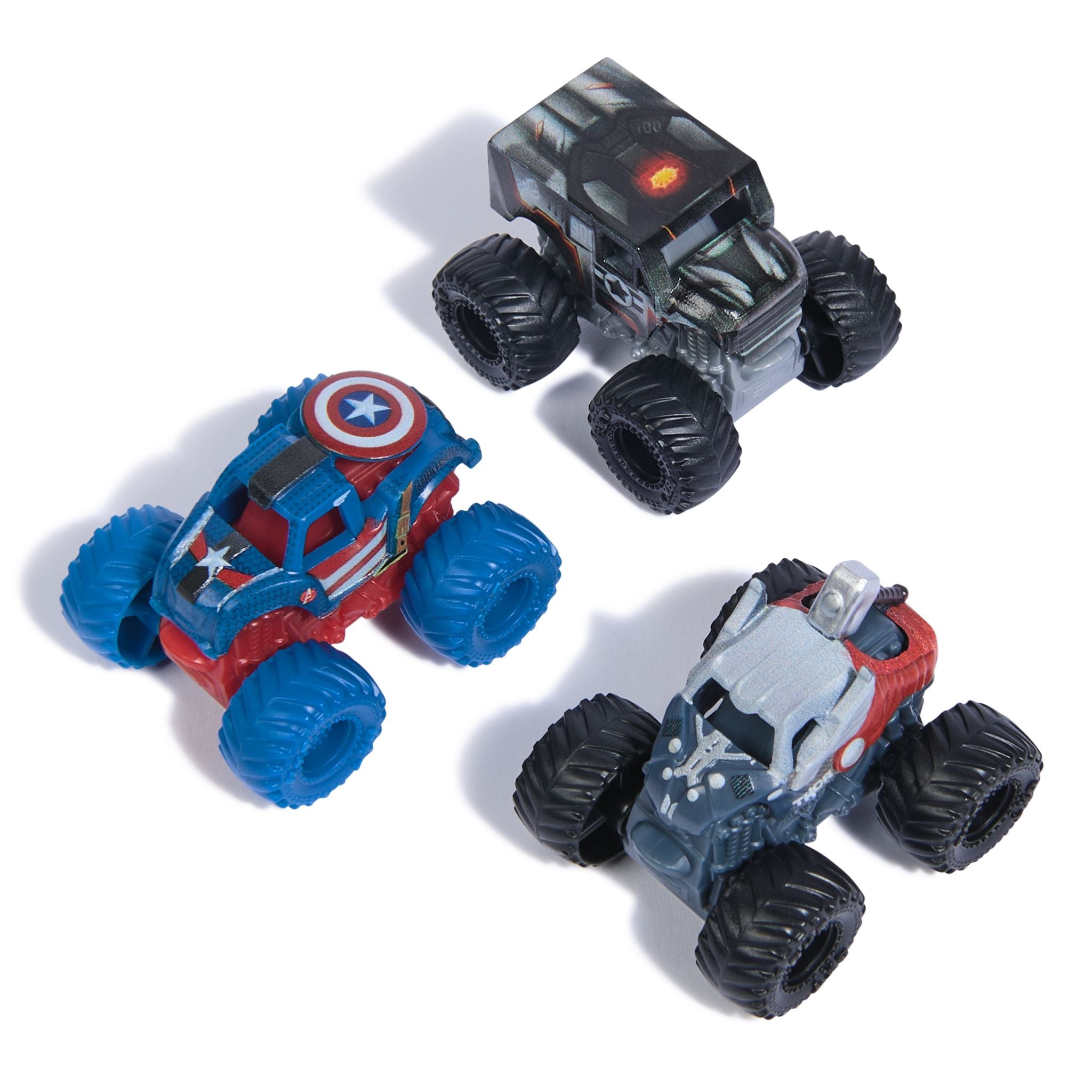 Monster Jam Mini Marvel 3 Pack Bundle - Thor, Captain America & War Machine