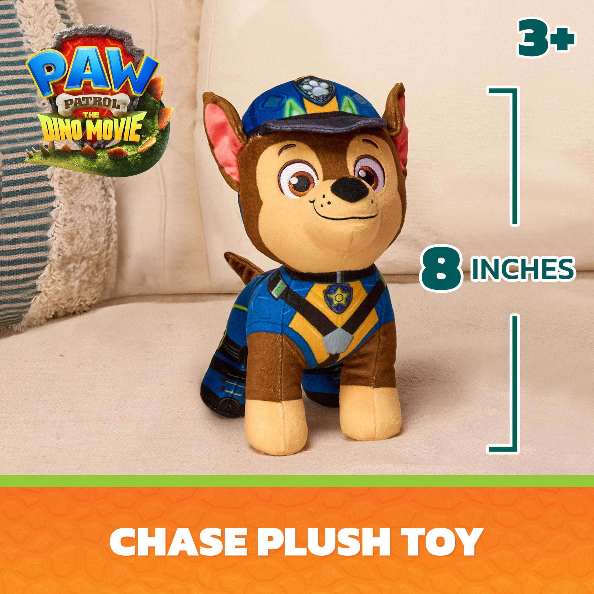 PAW Patrol The Dino Movie 8 Inch Plush - Chase