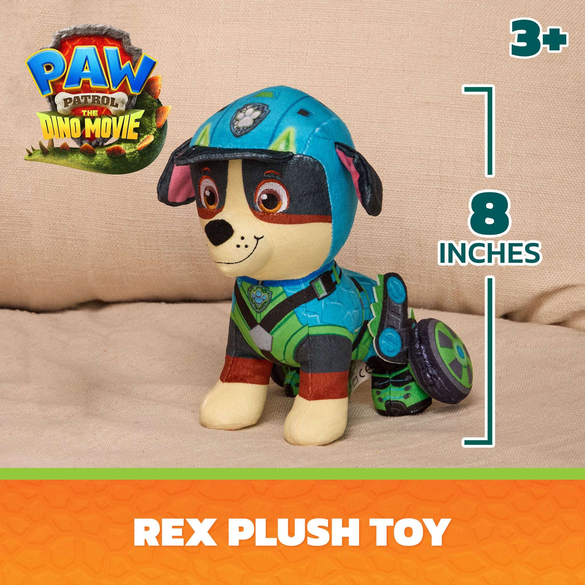 PAW Patrol The Dino Movie 8 Inch Plush - Rex