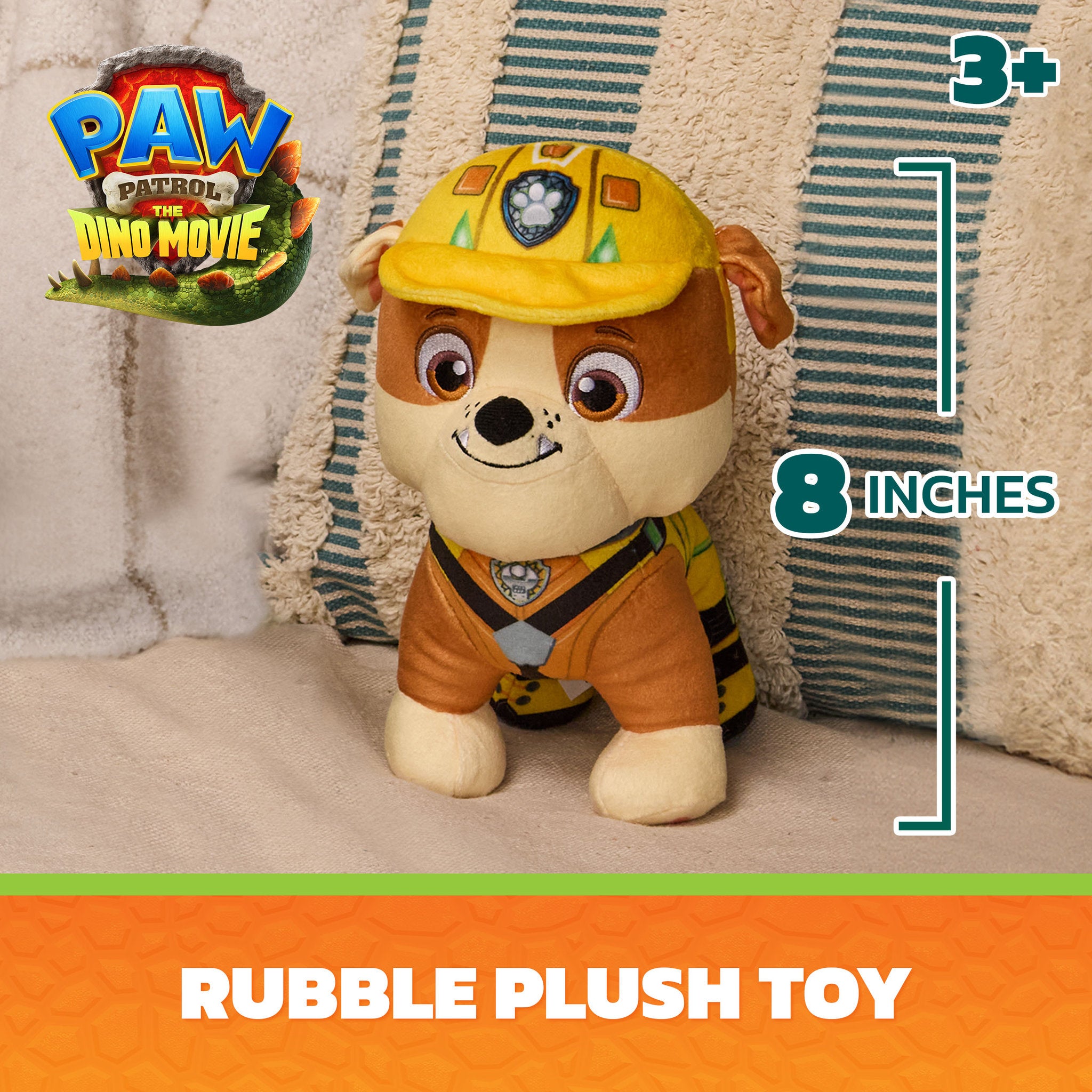 PAW Patrol The Dino Movie 8 Inch Plush - Rubble