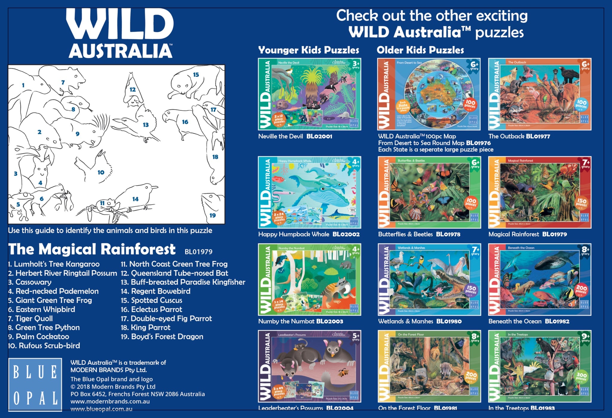 Blue Opal Wild Aust Magical Rainforest 150 Piece