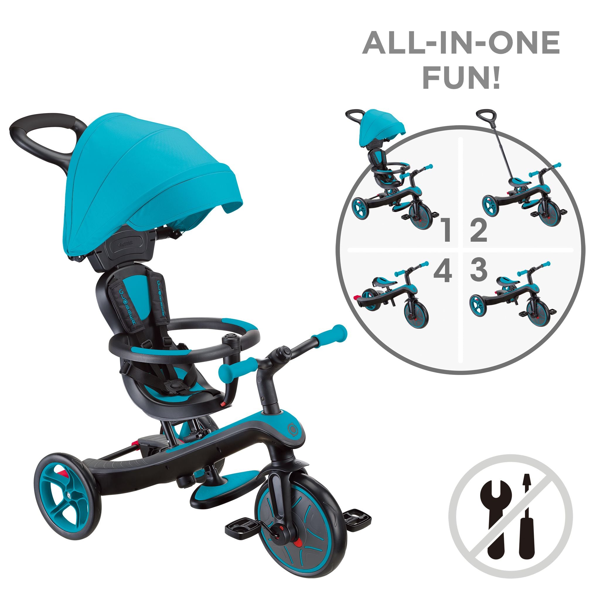 Globber Explorer Trike 4 In 1 - Teal