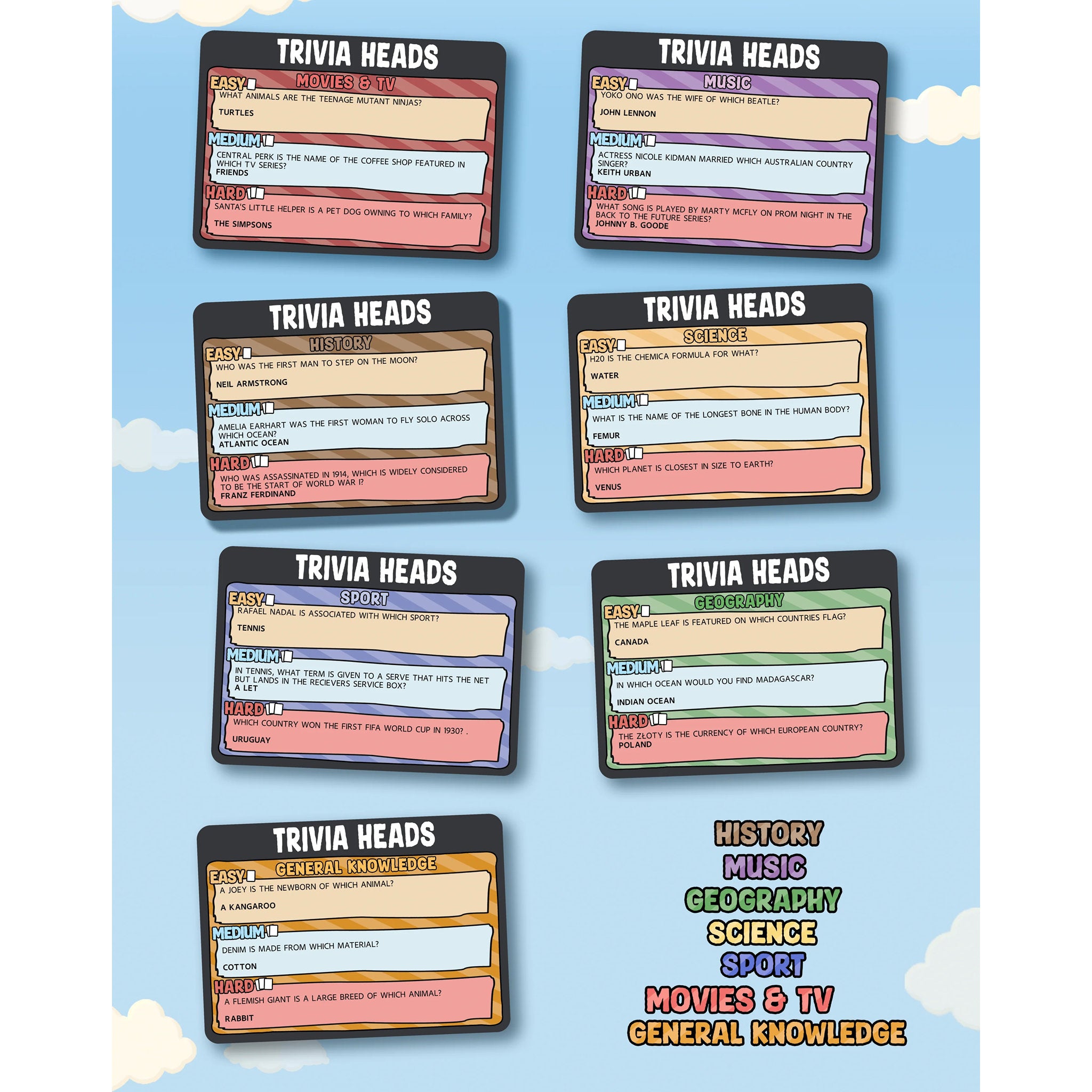 Trivia Heads Card Game