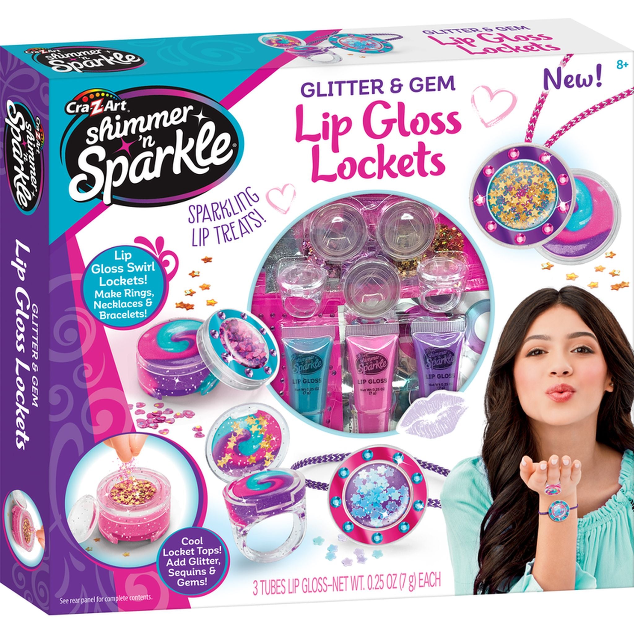 Cra-Z-Art Shimmer 'N Sparkle Glitter & Gem Lip Gloss Lockets