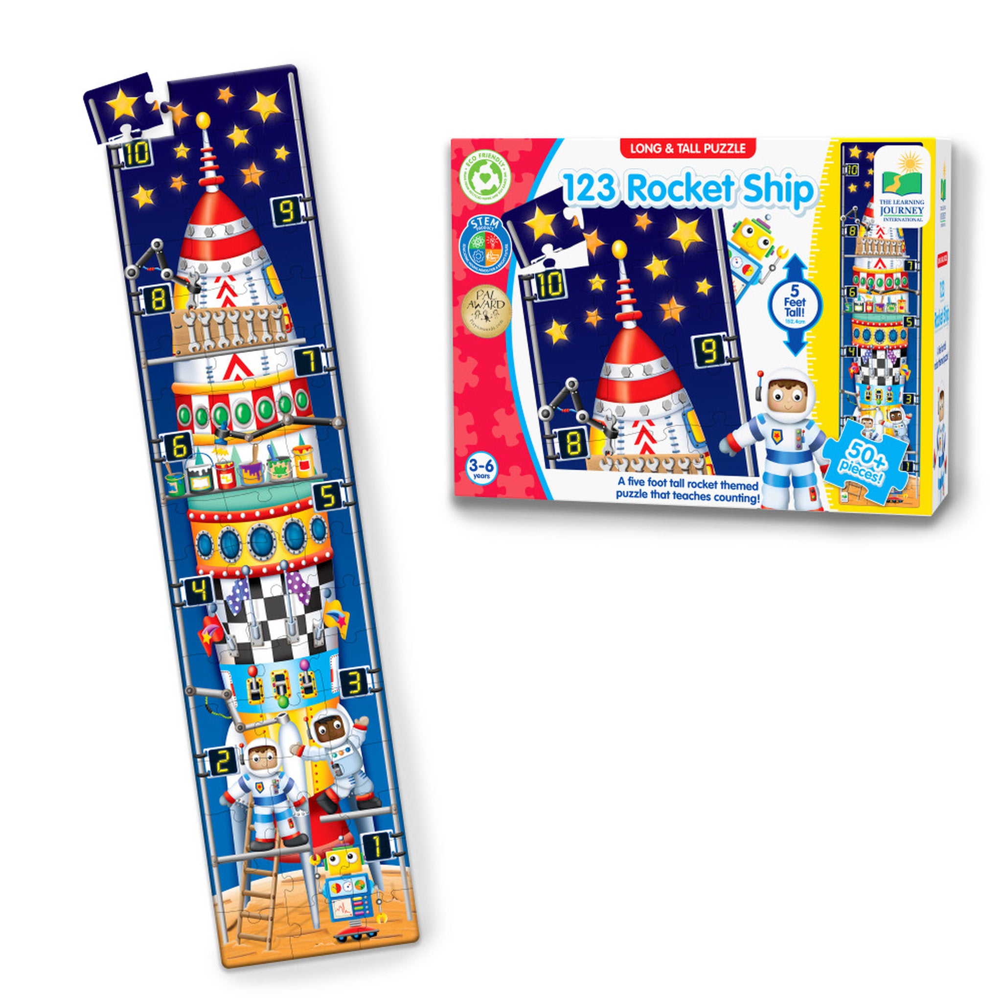 The Learning Journey Long & Tall 123 Rocketship Puzzle