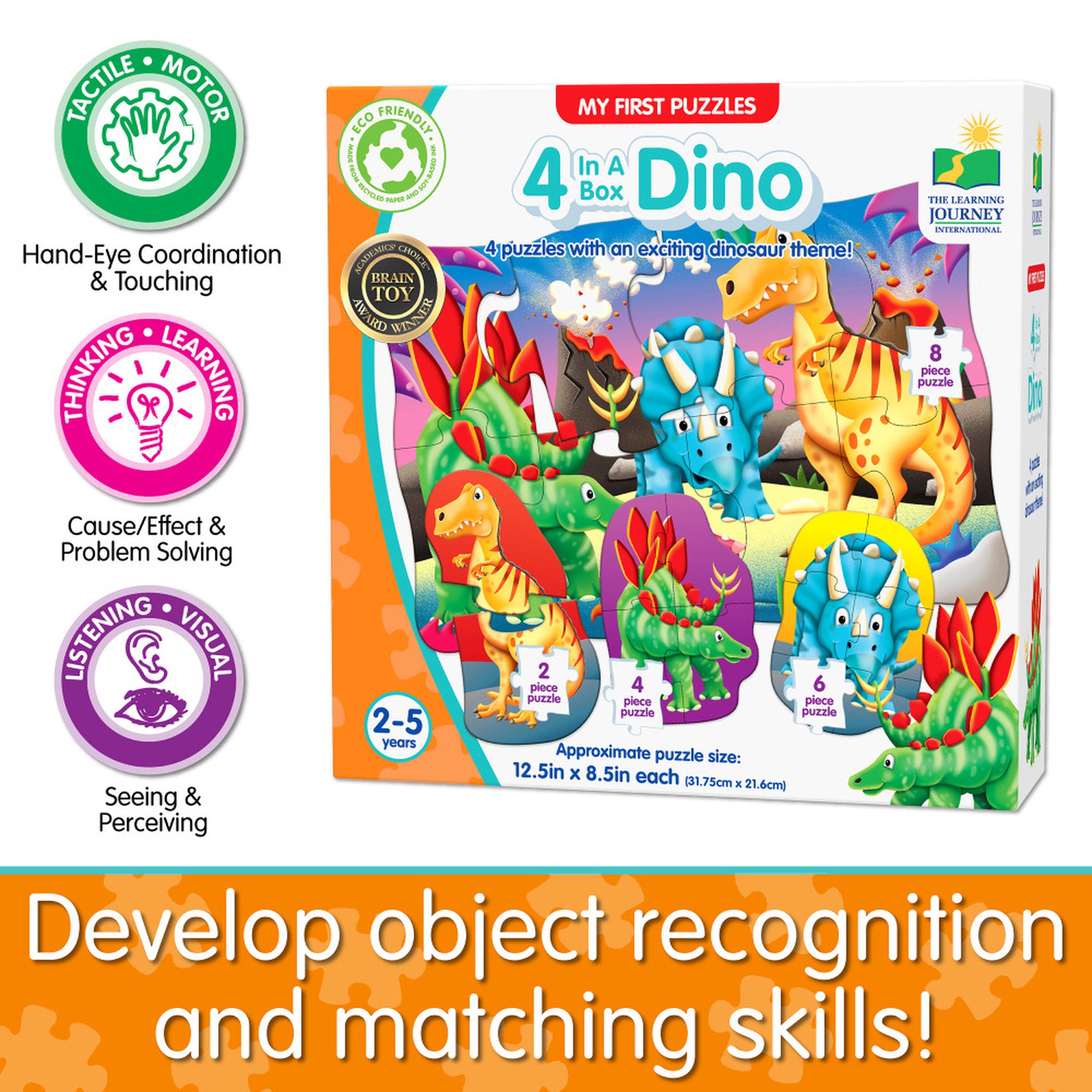 The Learning Journey My First Puzzle Sets 4-in-a-Box Dino Puzzles