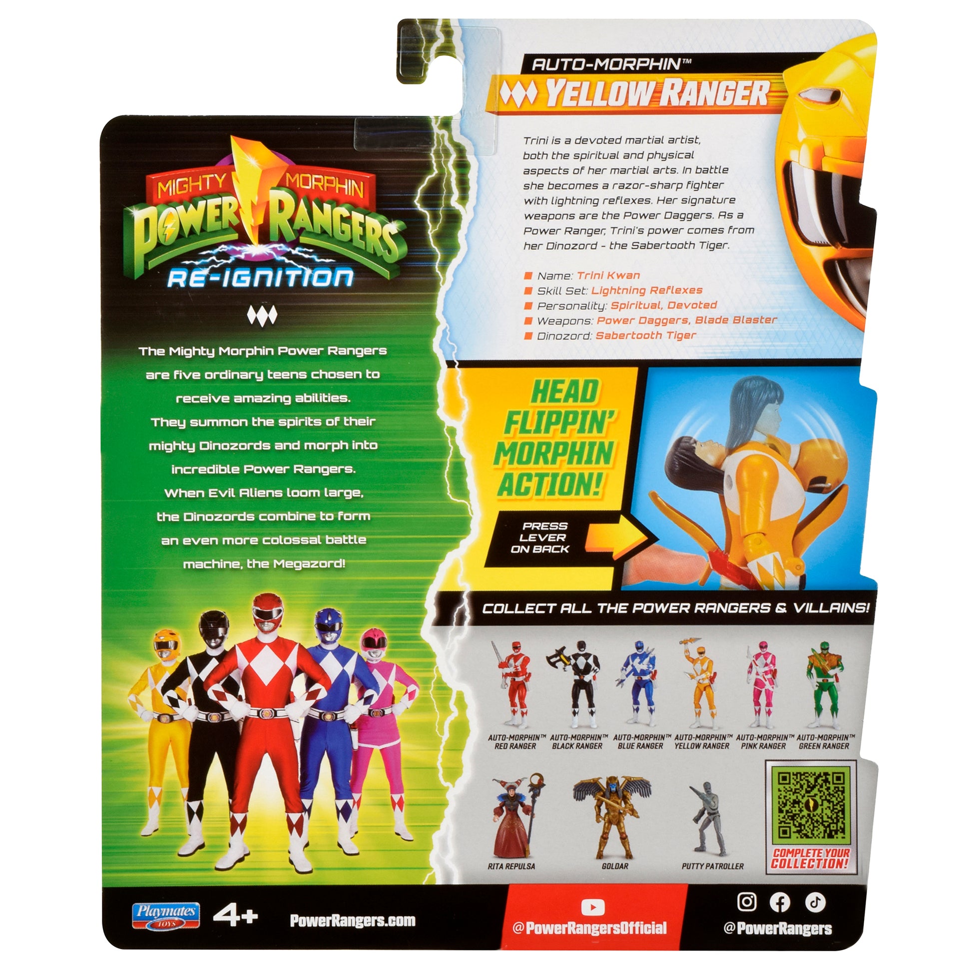Mighty Morphin Power Rangers Auto-Morphin Figures - Yellow Ranger - Toyworld Australia