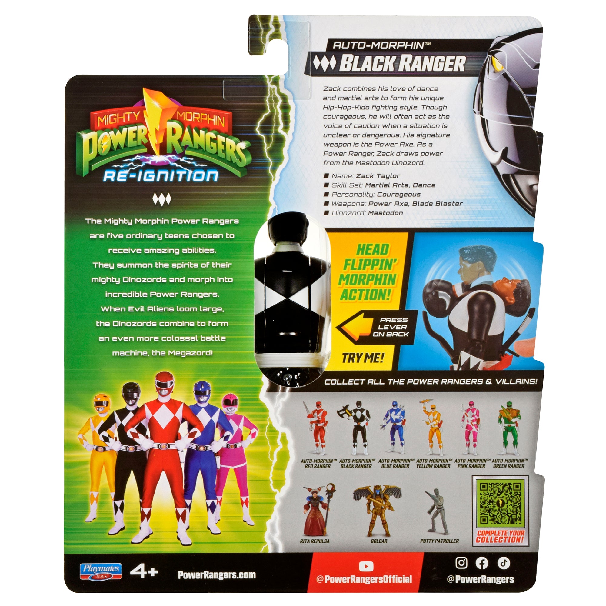 Mighty Morphin Power Rangers Auto-Morphin Figures - Black Ranger