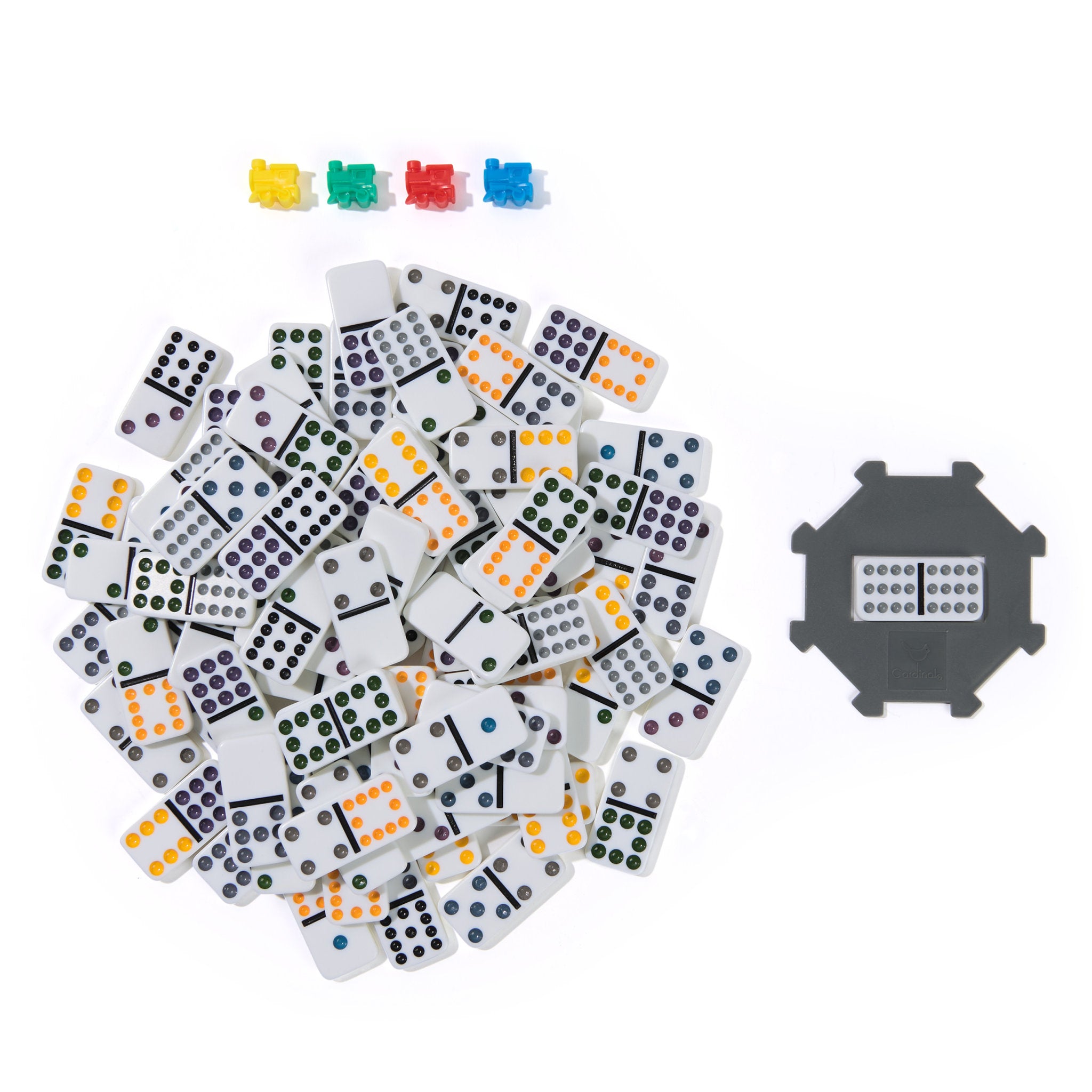 Cardinal Classic Double Twelve Coloured Dominoes With Mexican Train Tin