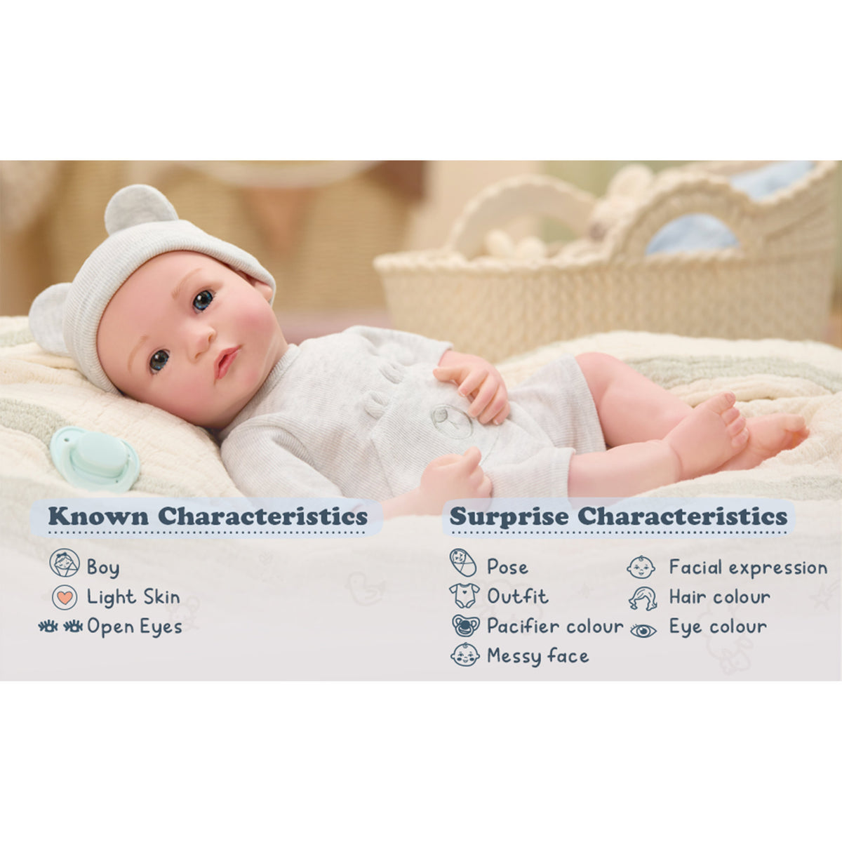 BABY Born Real 43cm Doll - Light Skin Open Eyed Boy
