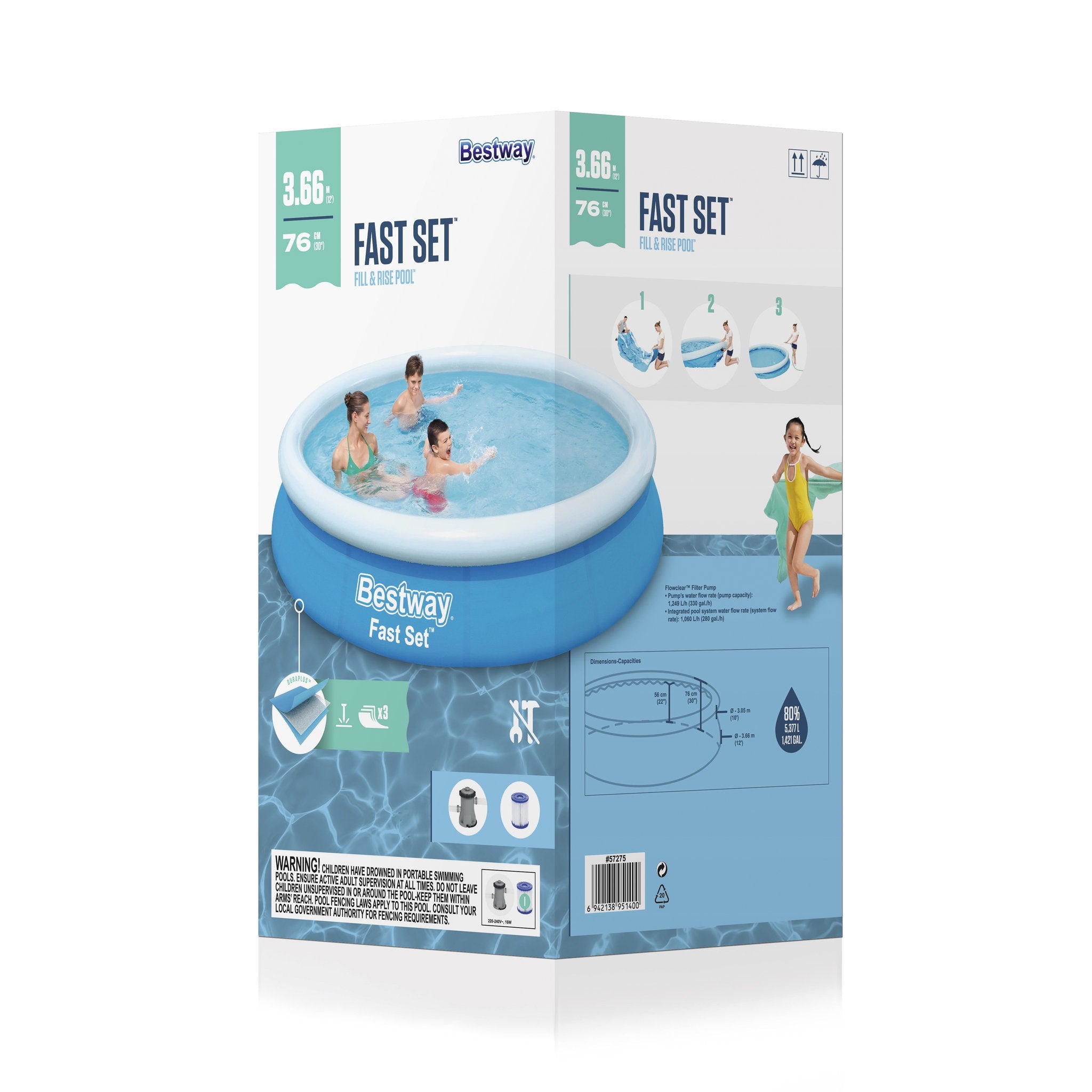 Bestway Easy Set Pool With Pump and Filter 12Ft - Toyworld Australia