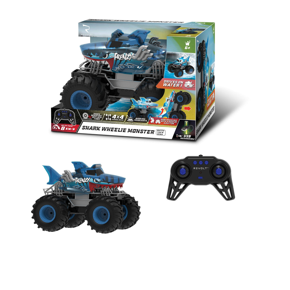 Revolt Radio Control Amphibious Shark Wheelie Monster Truck