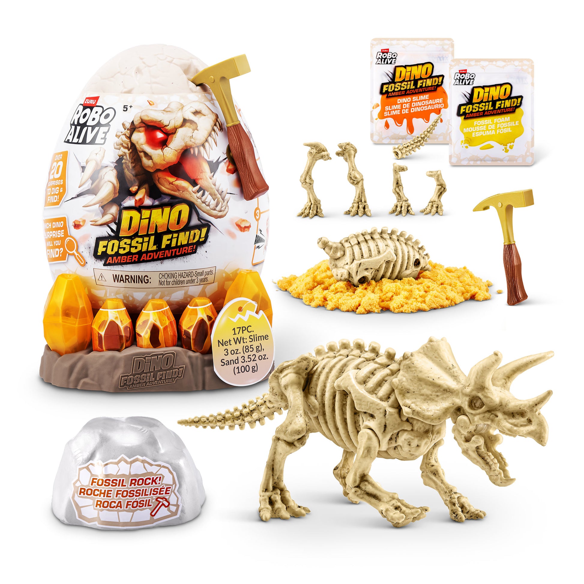 ZURU Robo Alive Light-Up Dino Fossil Amber Adventure - Toyworld Australia