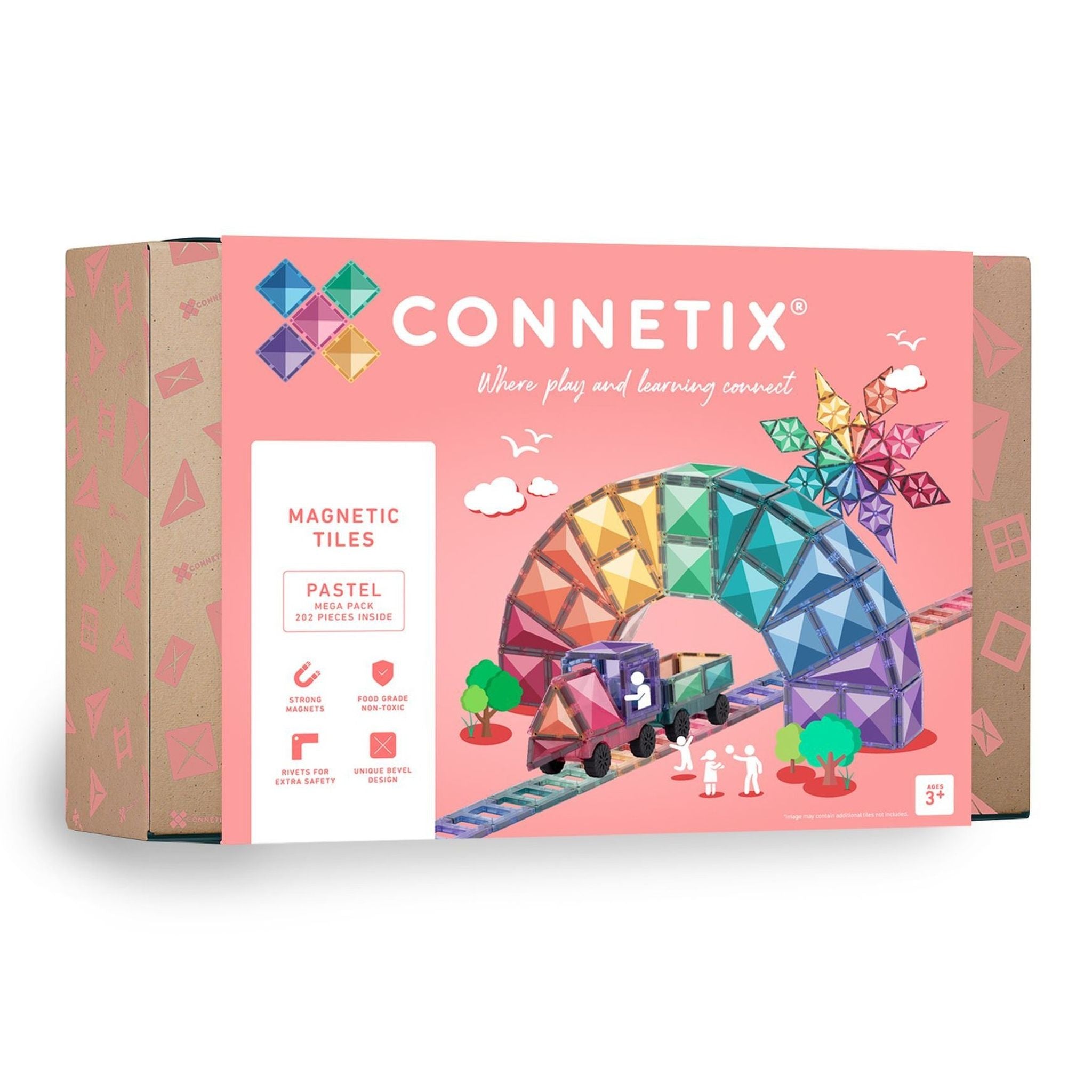 CONNETIX Magnetic Tiles 202 Piece - Pastel Mega Pack