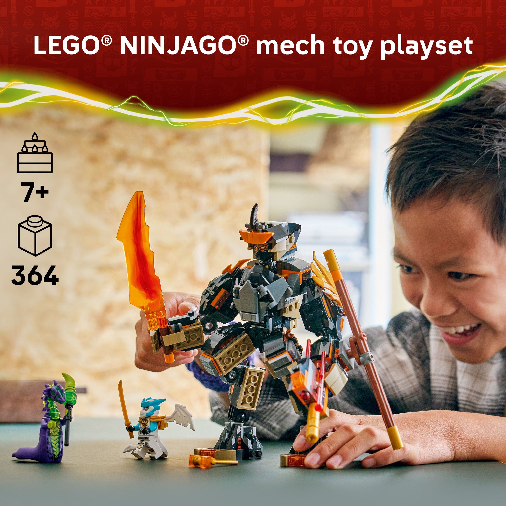 LEGO 71854 NINJAGO Cole’s Mission Mech & Dragon Zane