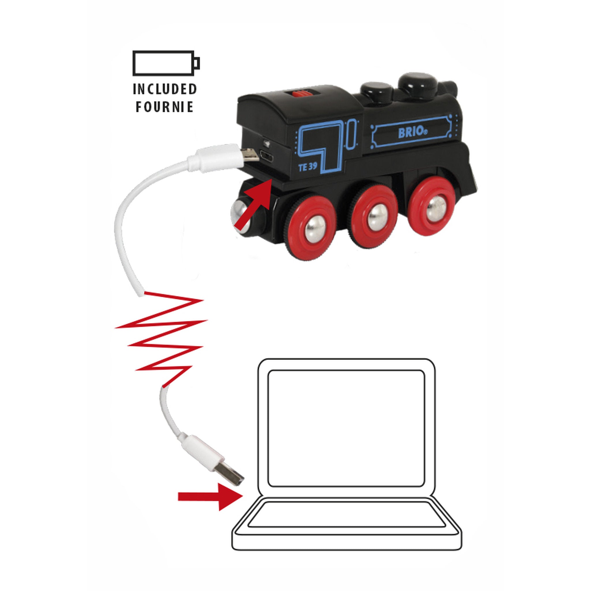 BRIO World Rechargeable Engine Train with Mini USB Cable
