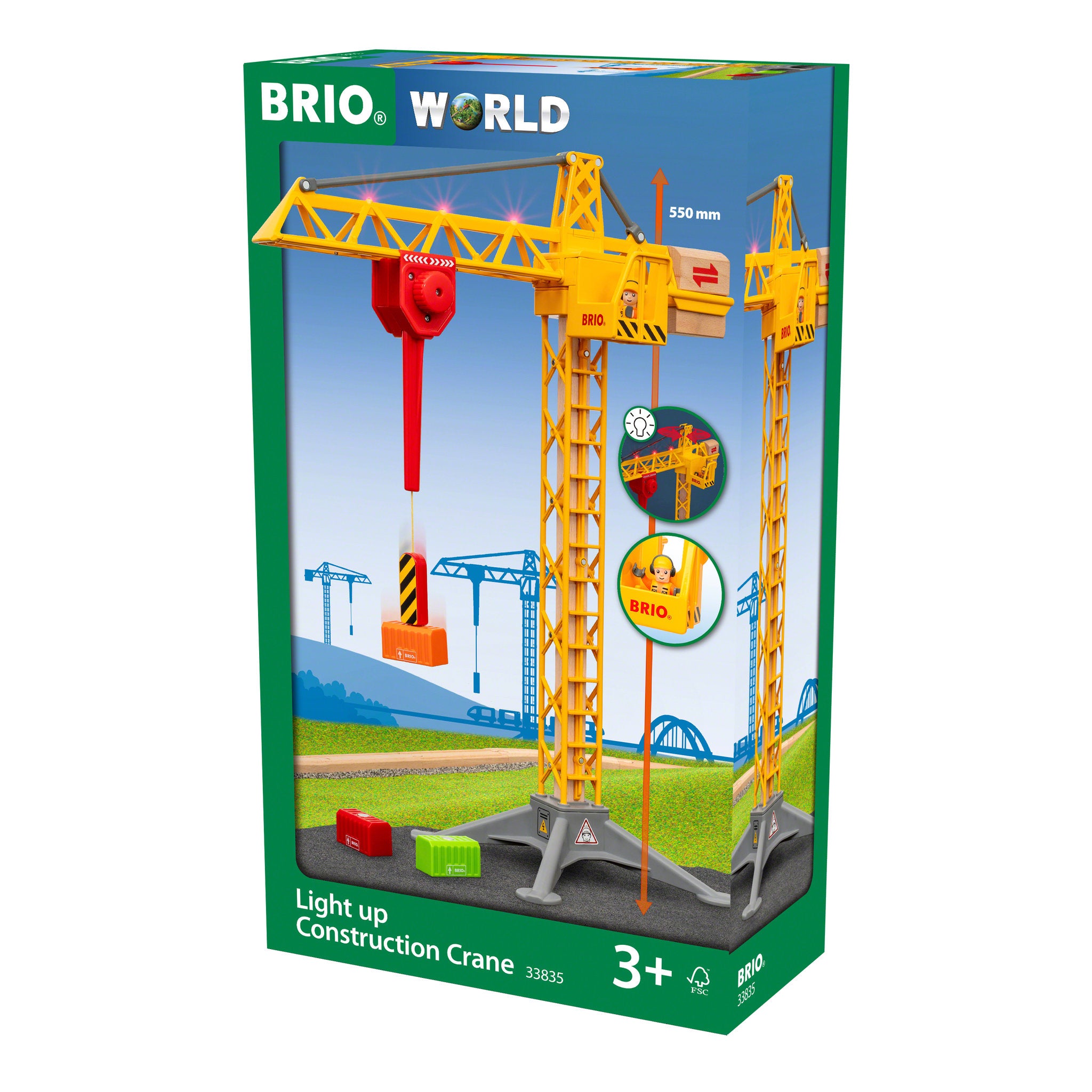 BRIO World Construction Crane with Lights 5 Pieces