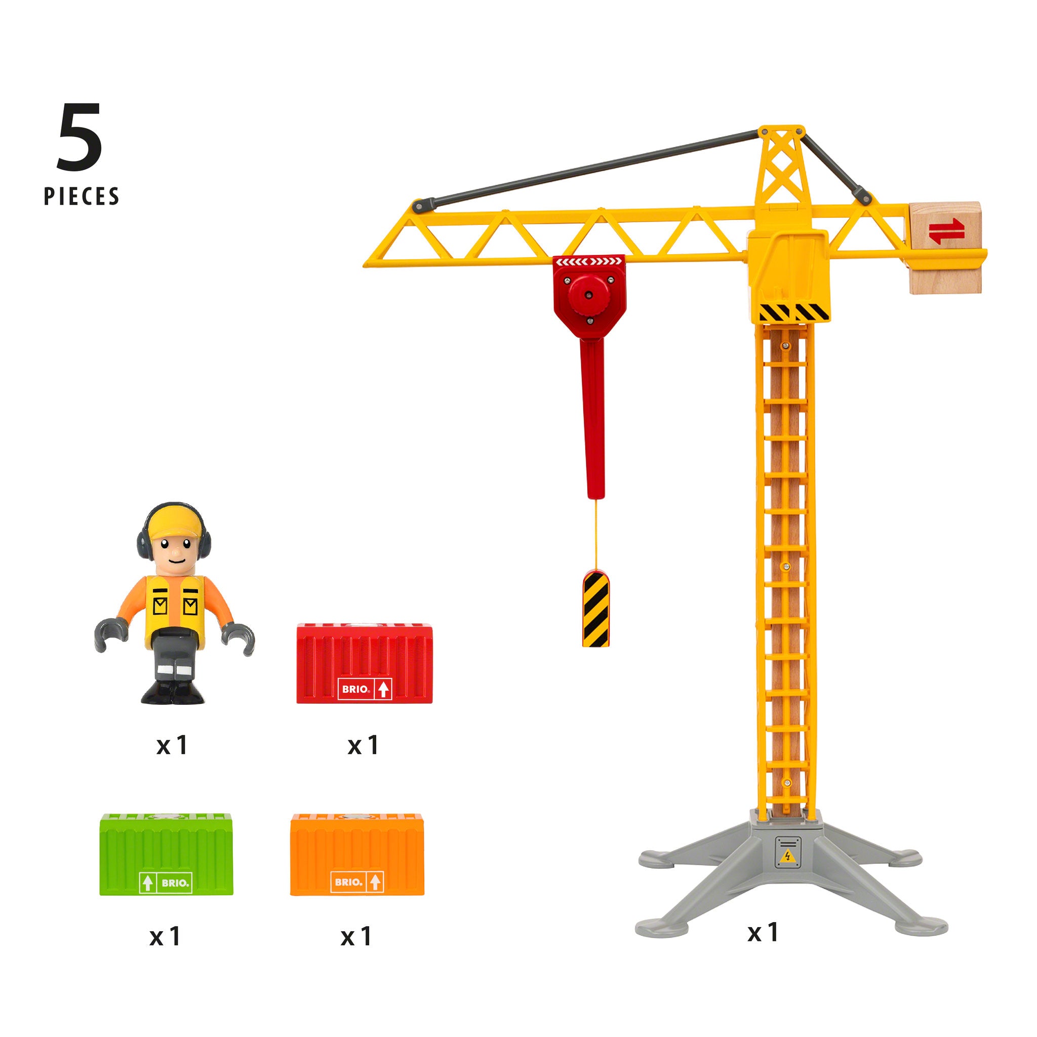 BRIO World Construction Crane with Lights 5 Pieces