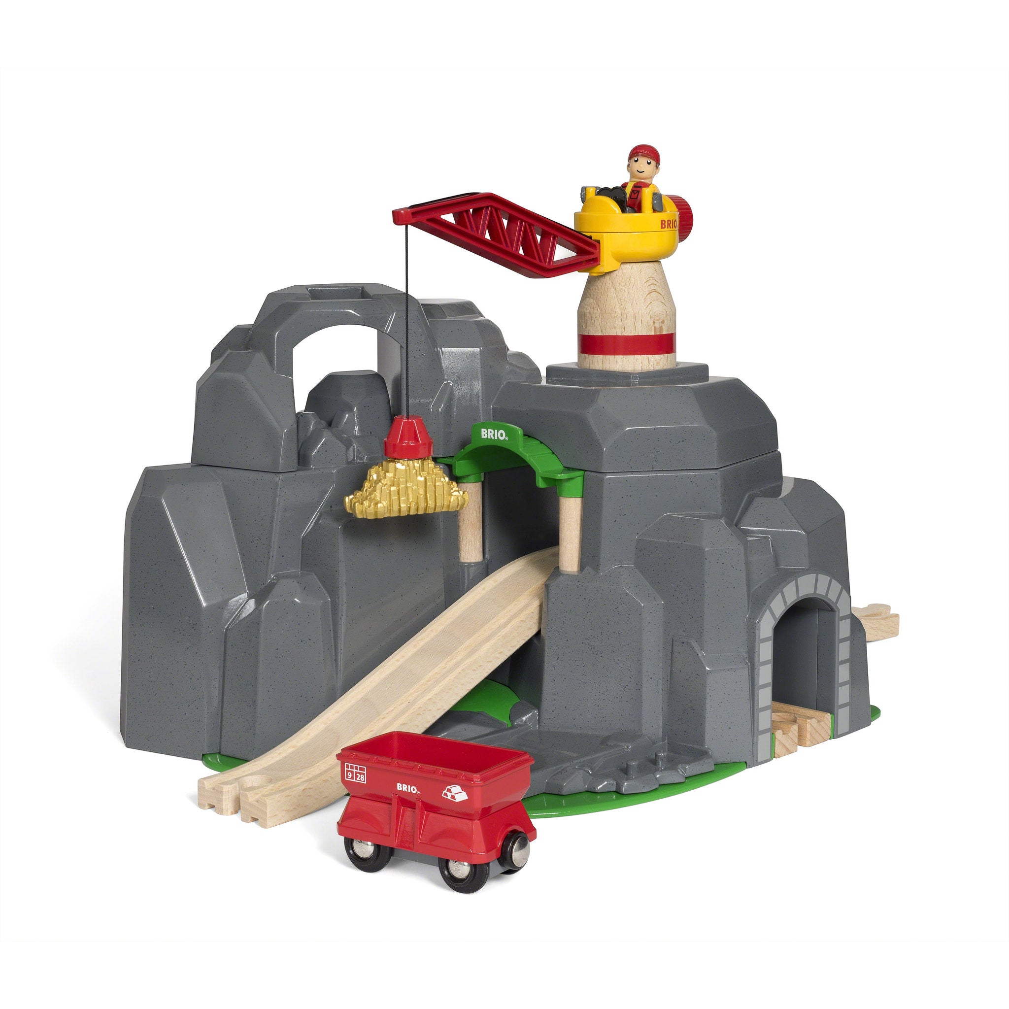 BRIO World Crane and Mountain Tunnel Set 7 Pieces