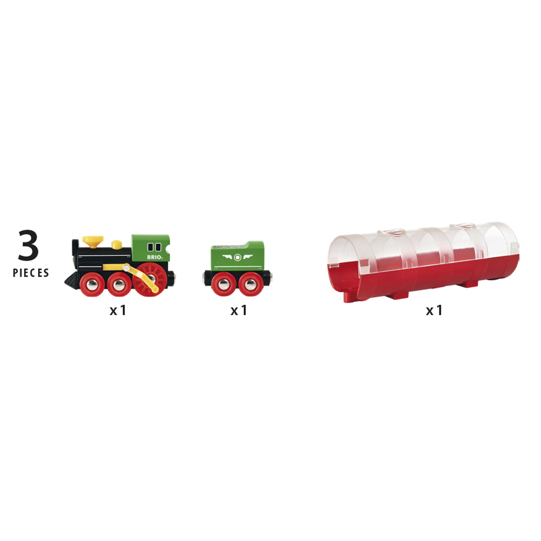 BRIO World Train Tunnel & Steam Train 3 Pieces
