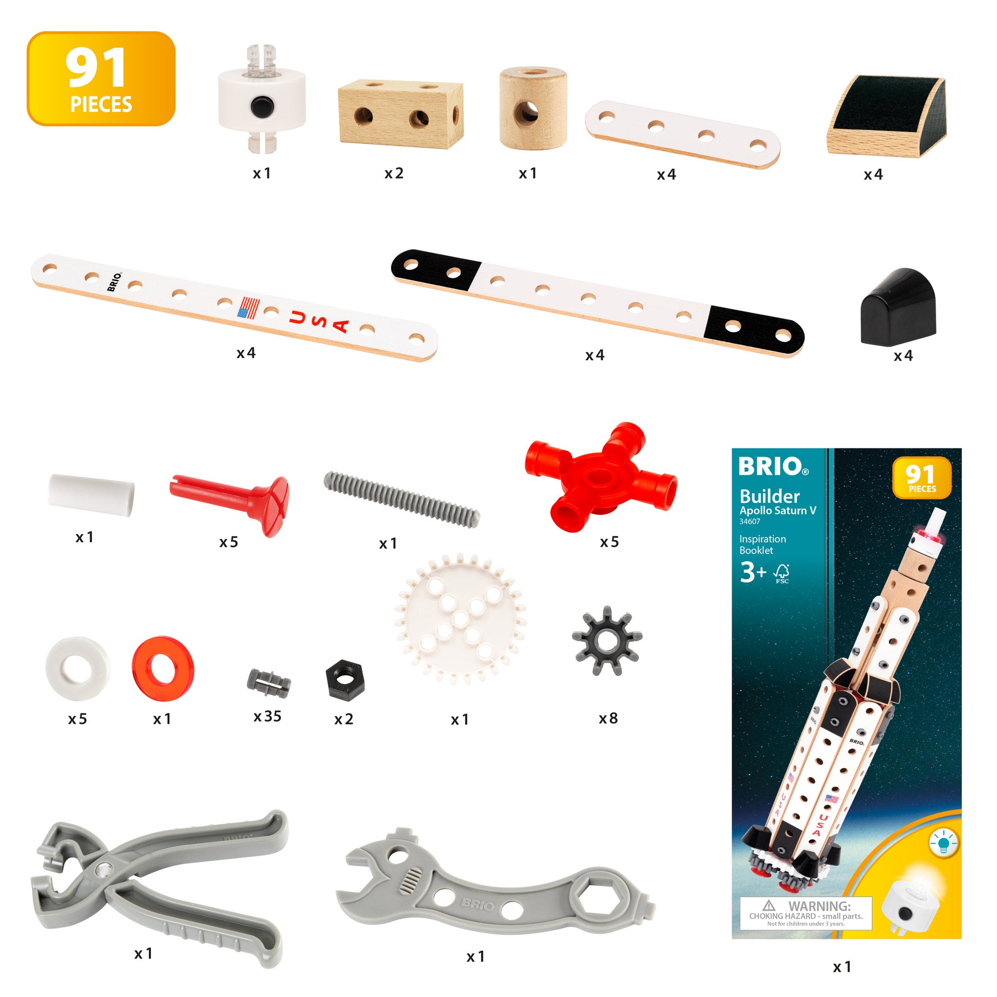 BRIO Builder Apollo Saturn V Space Set 91 Pieces