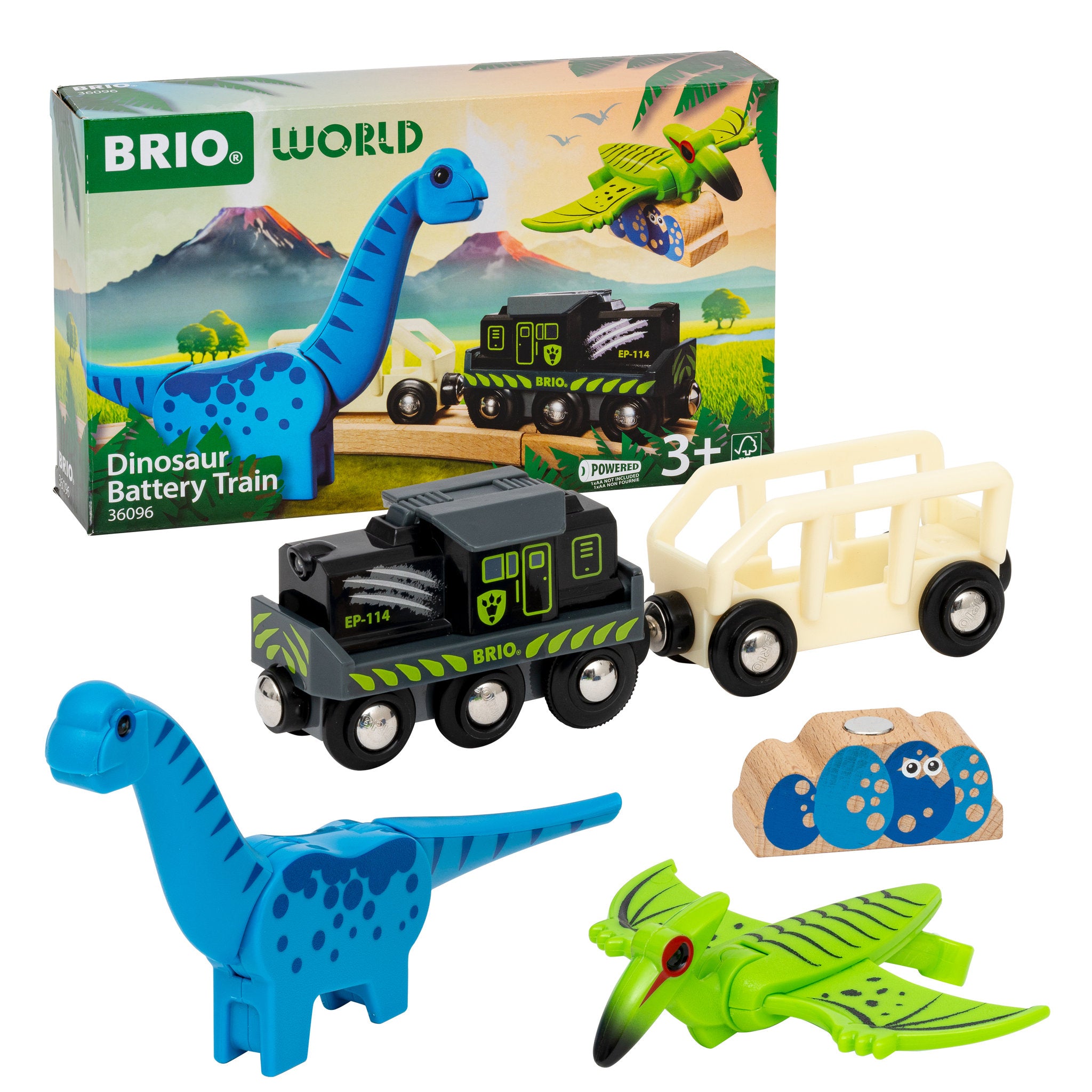 BRIO World Dinosaur Battery Train 5 Piece Set
