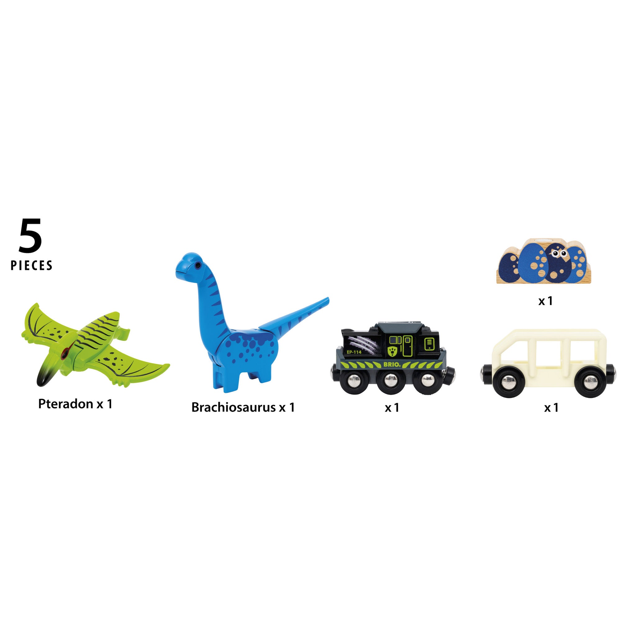 BRIO World Dinosaur Battery Train 5 Piece Set
