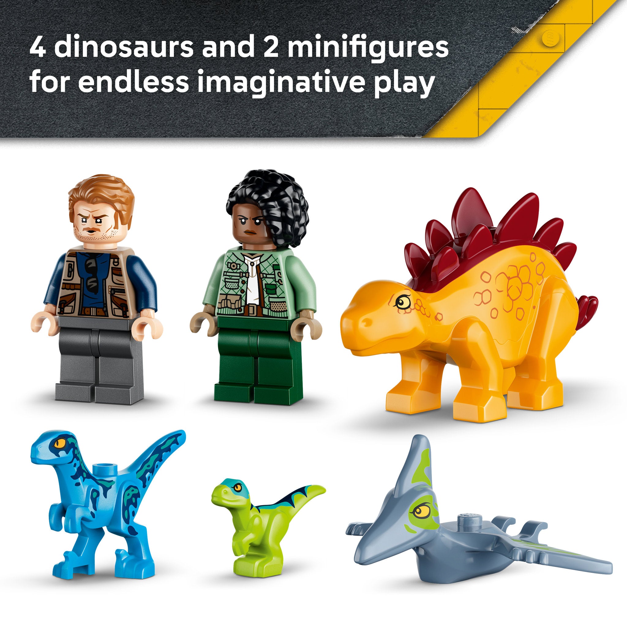 LEGO 77981 Jurassic World Velociraptor, Stegosaurus & Pteranodon Rescue