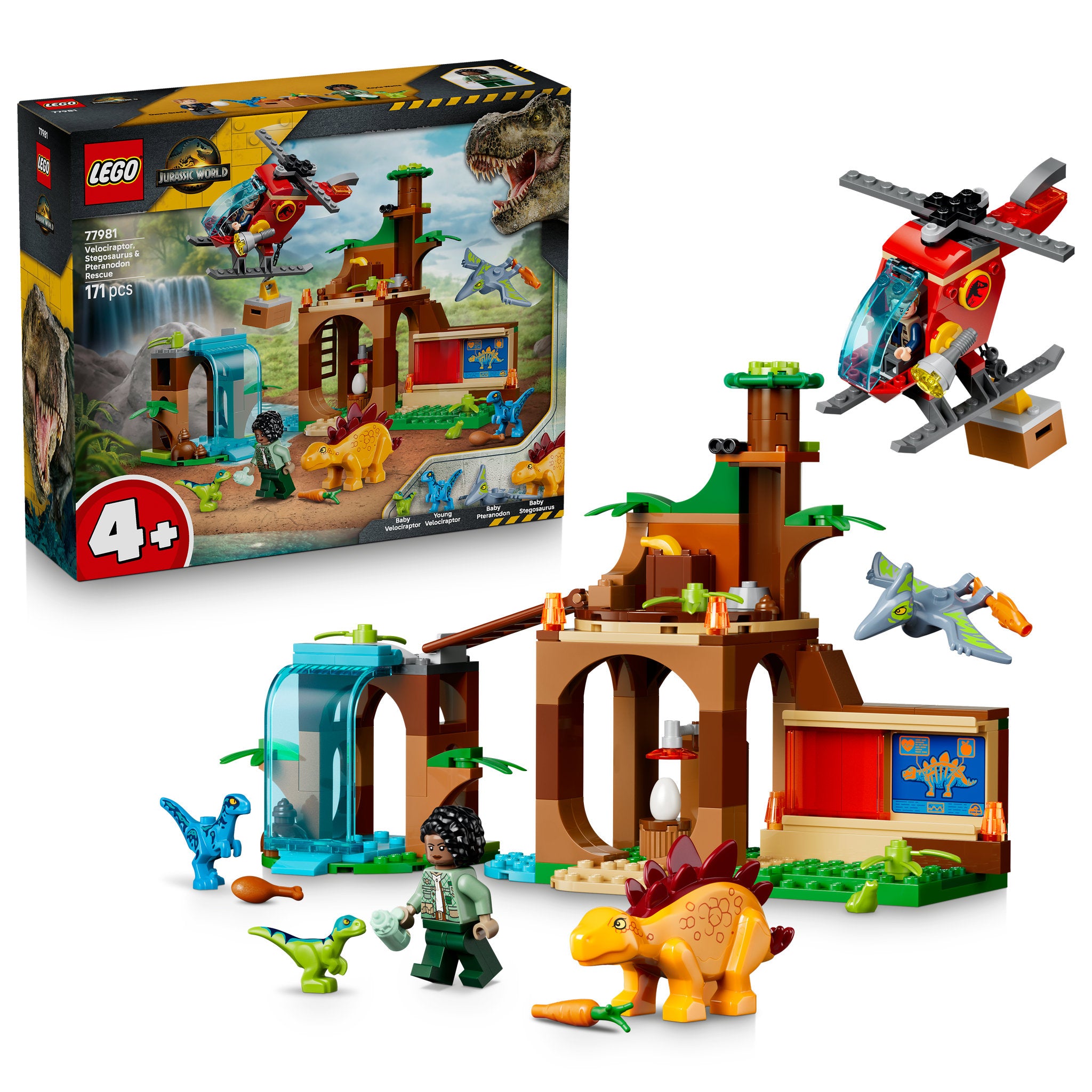 LEGO 77981 Jurassic World Velociraptor, Stegosaurus & Pteranodon Rescue