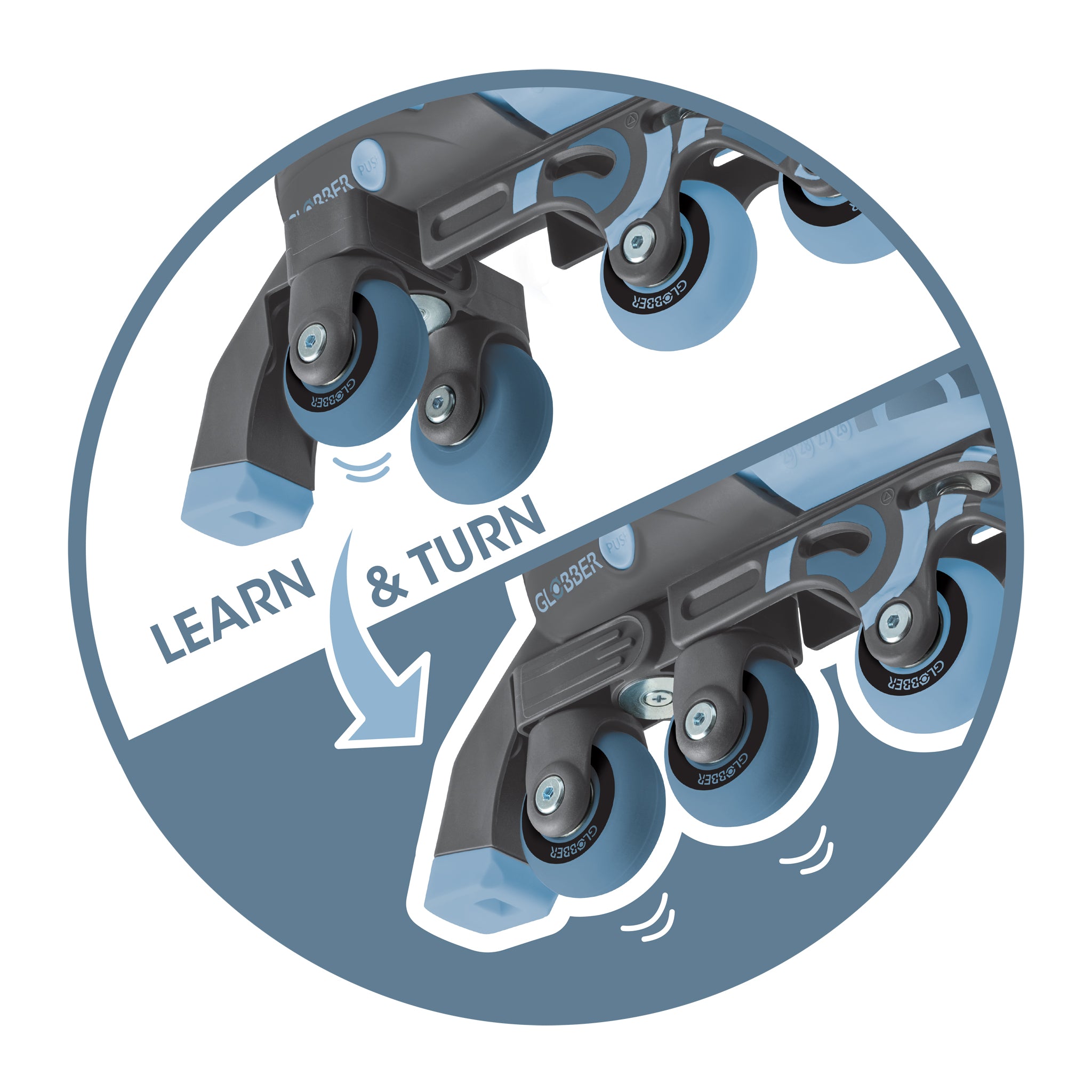 Globber Learning Inline Skates 2 In 1 Size S/M - Ash Blue