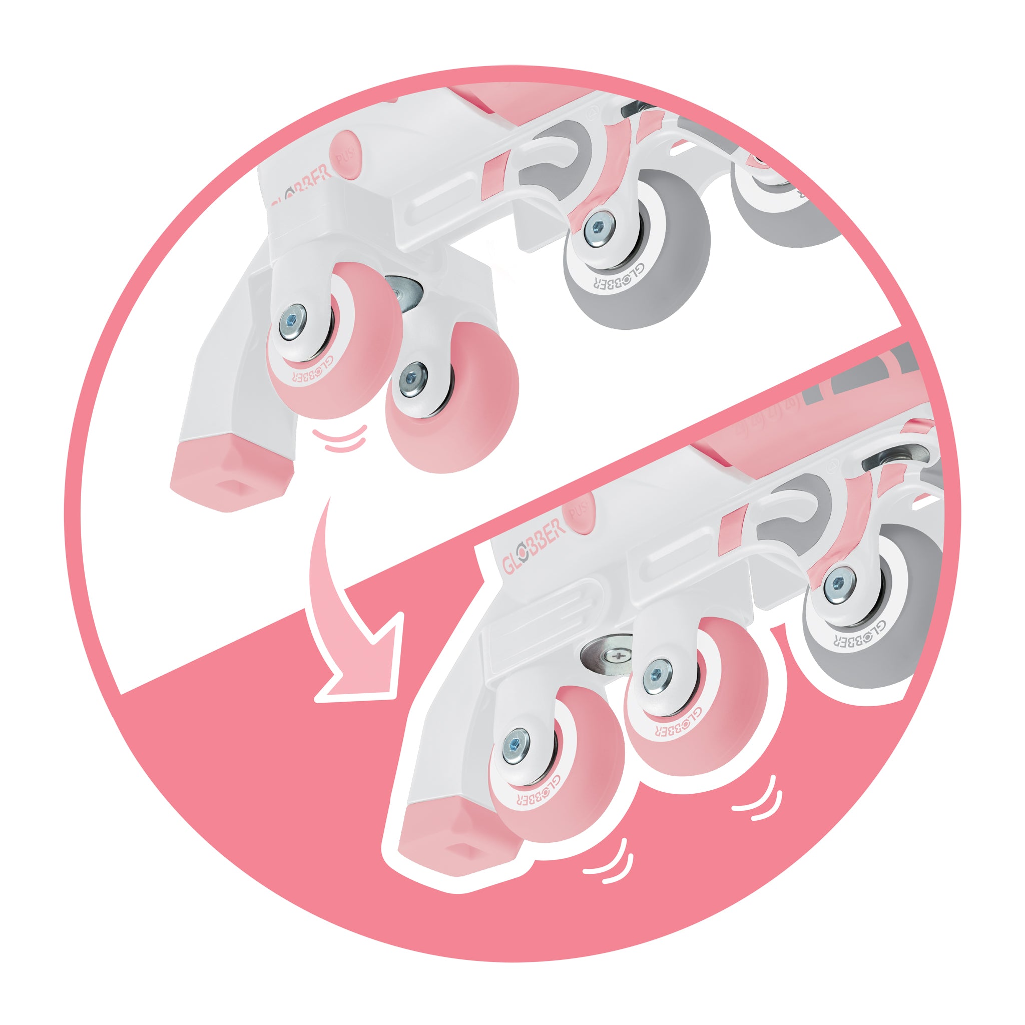 Globber Learning Inline Skates 2 in 1 Size S/M - Pastel Pink