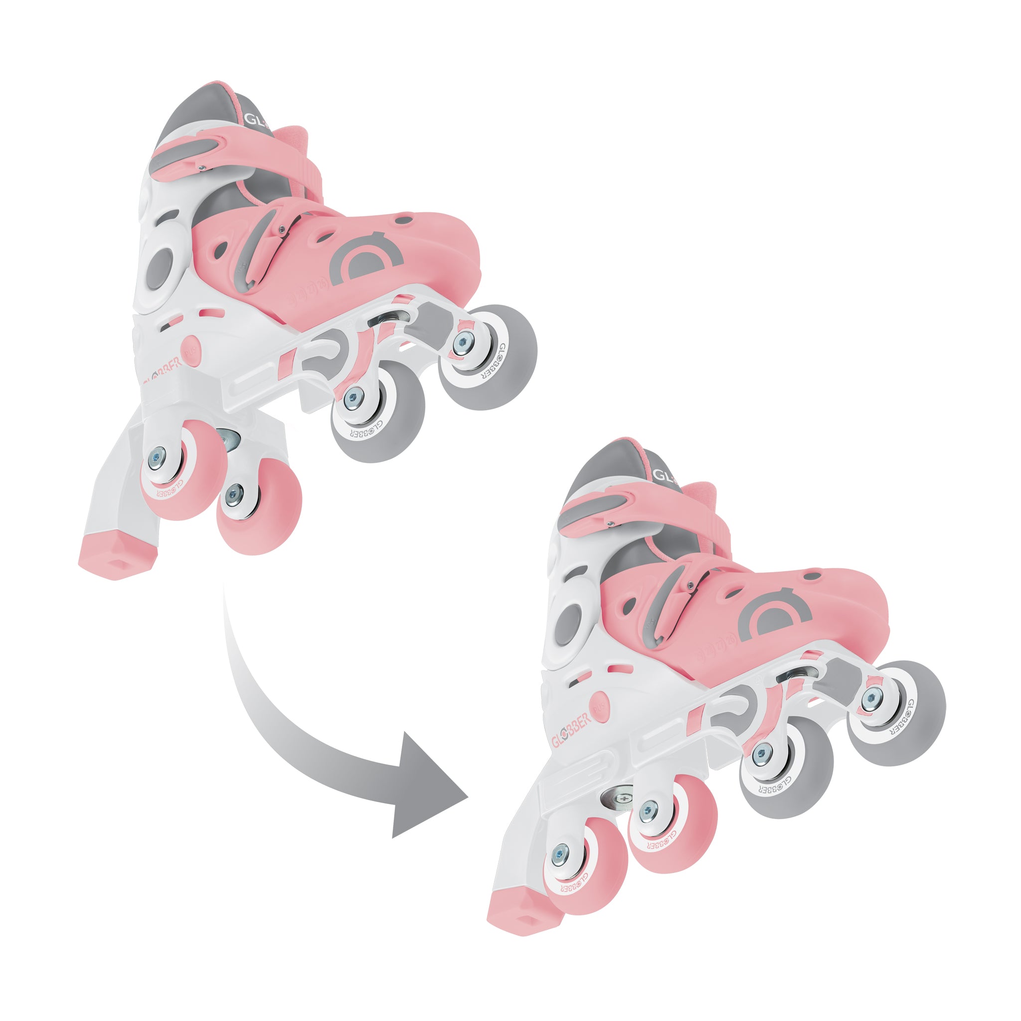 Globber Learning Inline Skates 2 in 1 Size S/M - Pastel Pink