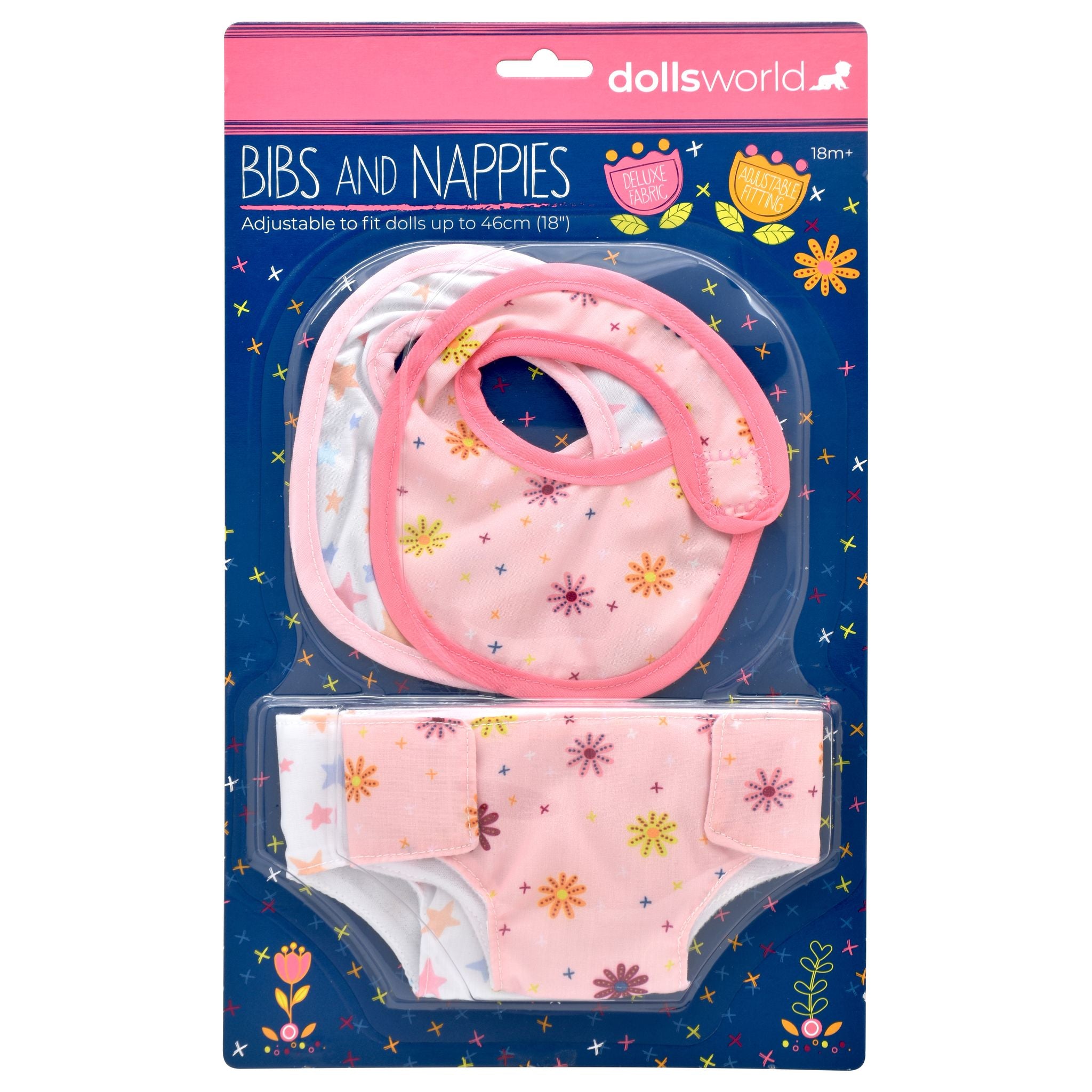 Dolls World Bibs & Nappies Set