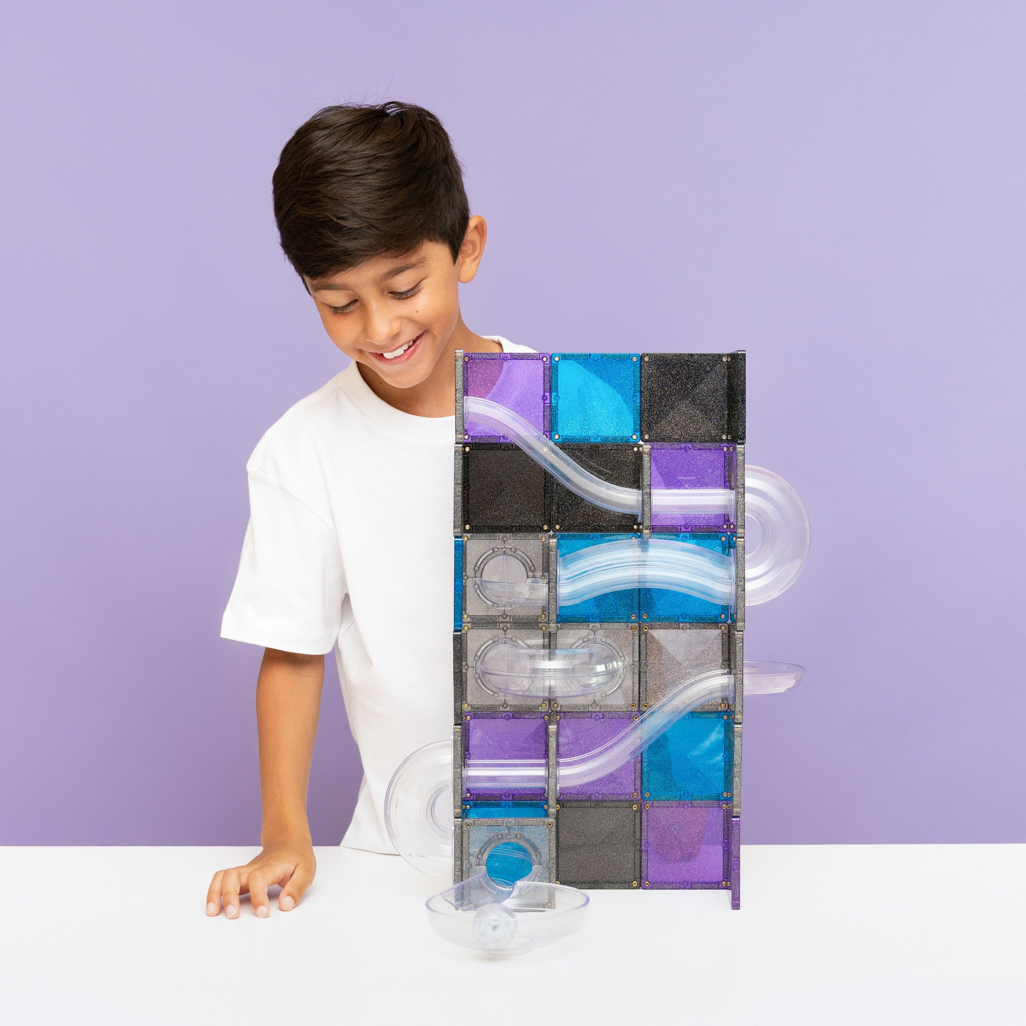 CONNETIX Magnetic Tiles 61 Piece - Ball Run Galaxy Pack