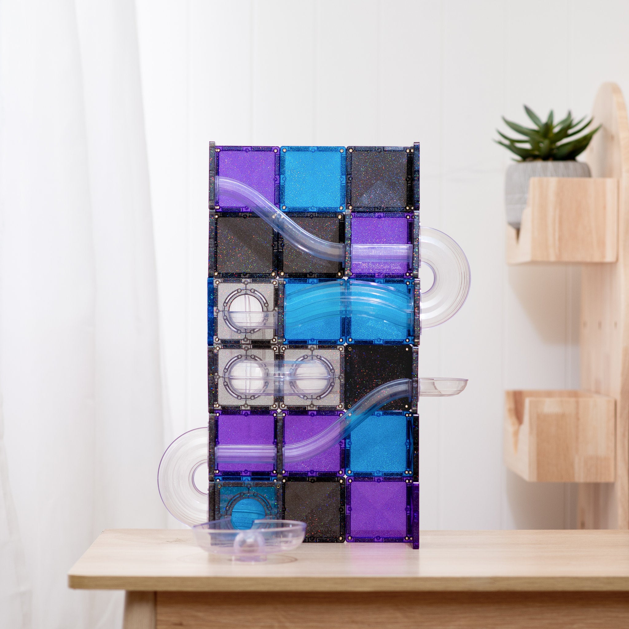 CONNETIX Magnetic Tiles 61 Piece - Ball Run Galaxy Pack