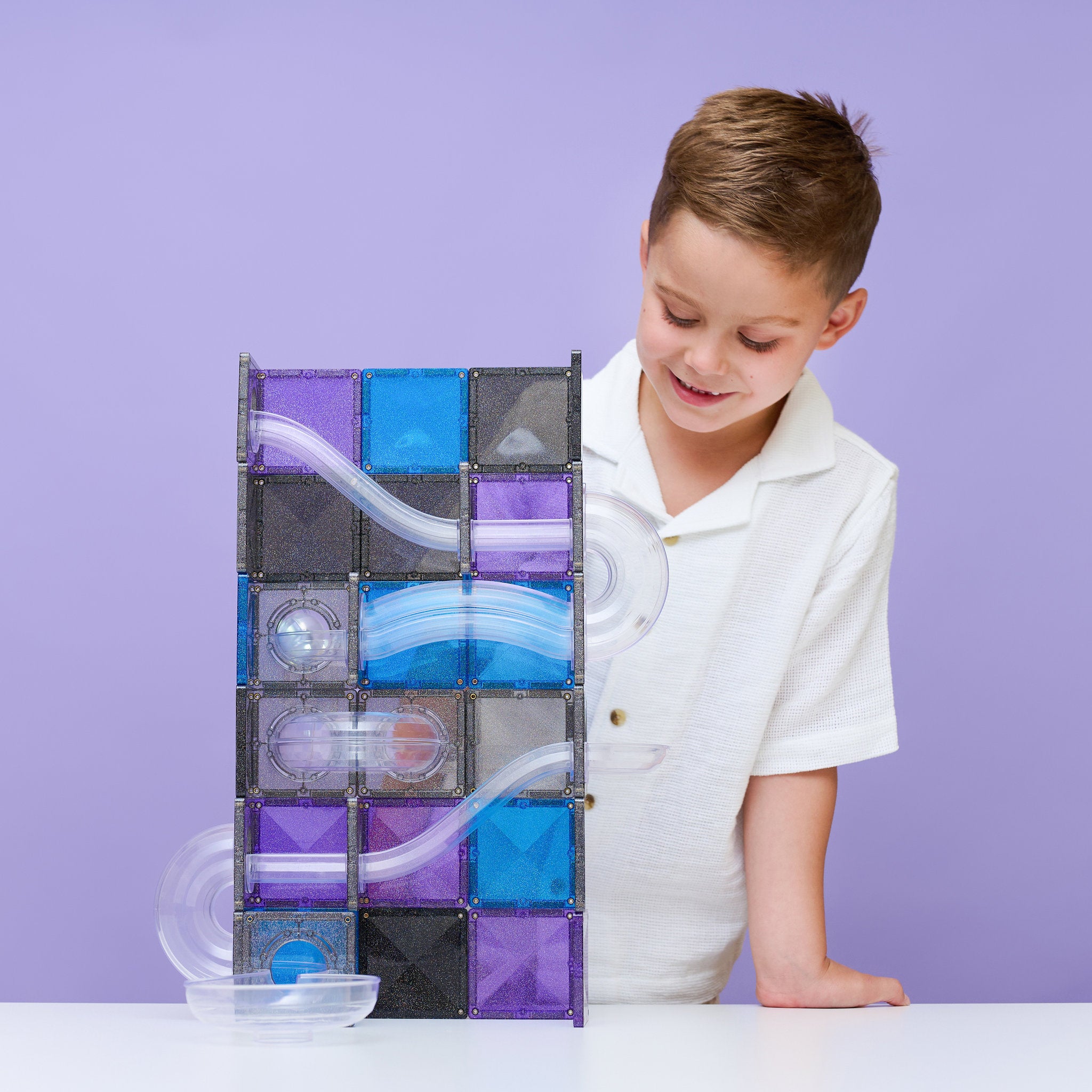 CONNETIX Magnetic Tiles 61 Piece - Ball Run Galaxy Pack