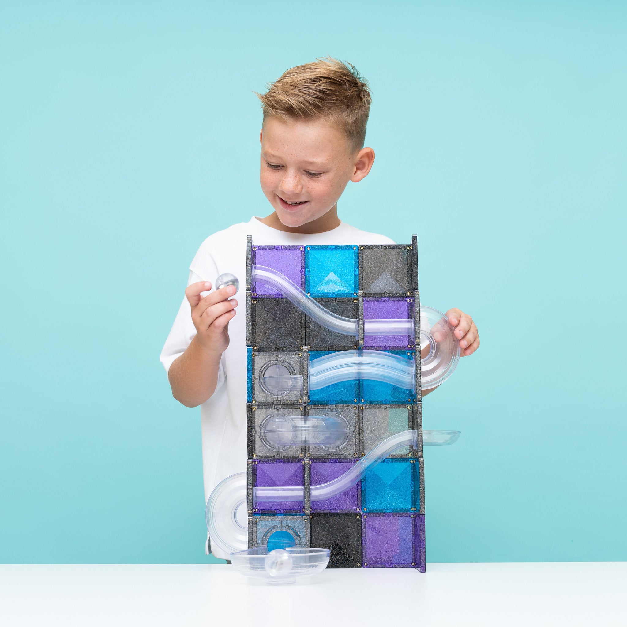 CONNETIX Magnetic Tiles 61 Piece - Ball Run Galaxy Pack