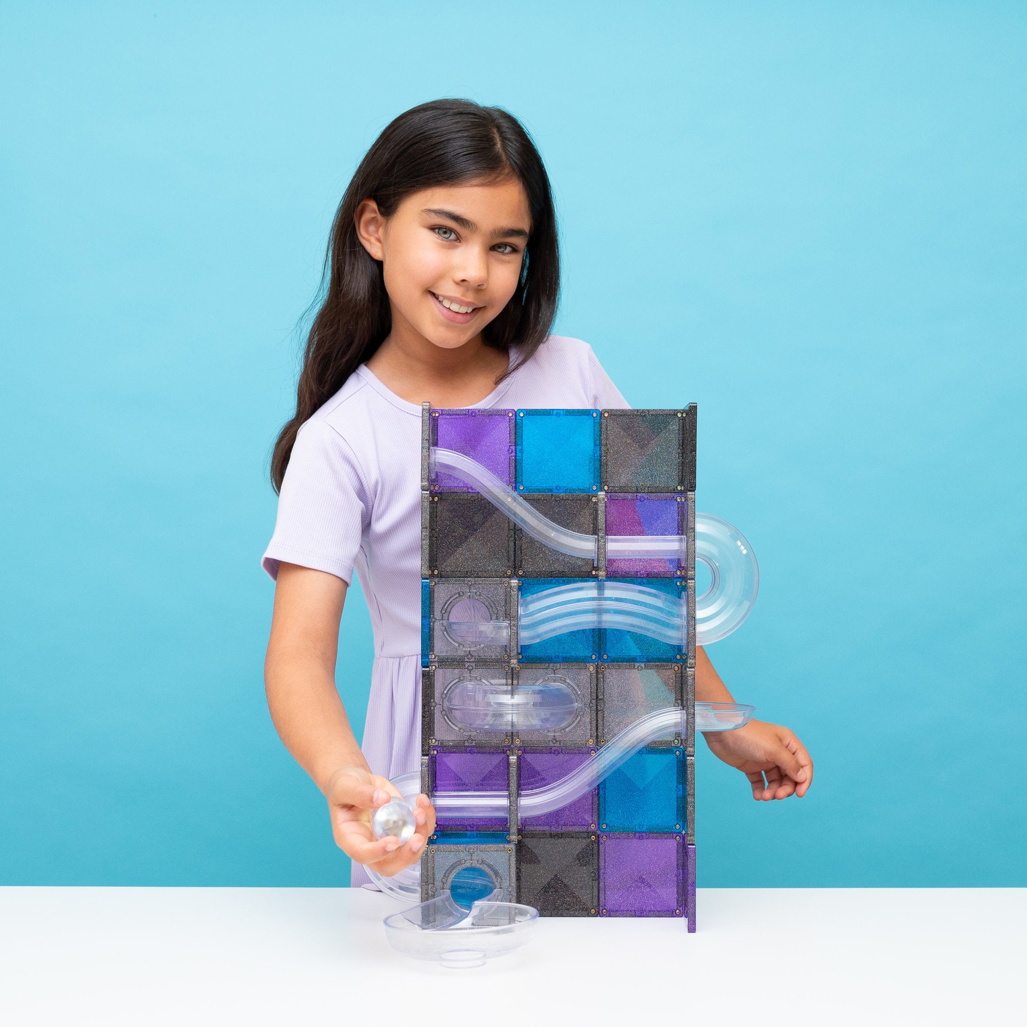 CONNETIX Magnetic Tiles 61 Piece - Ball Run Galaxy Pack