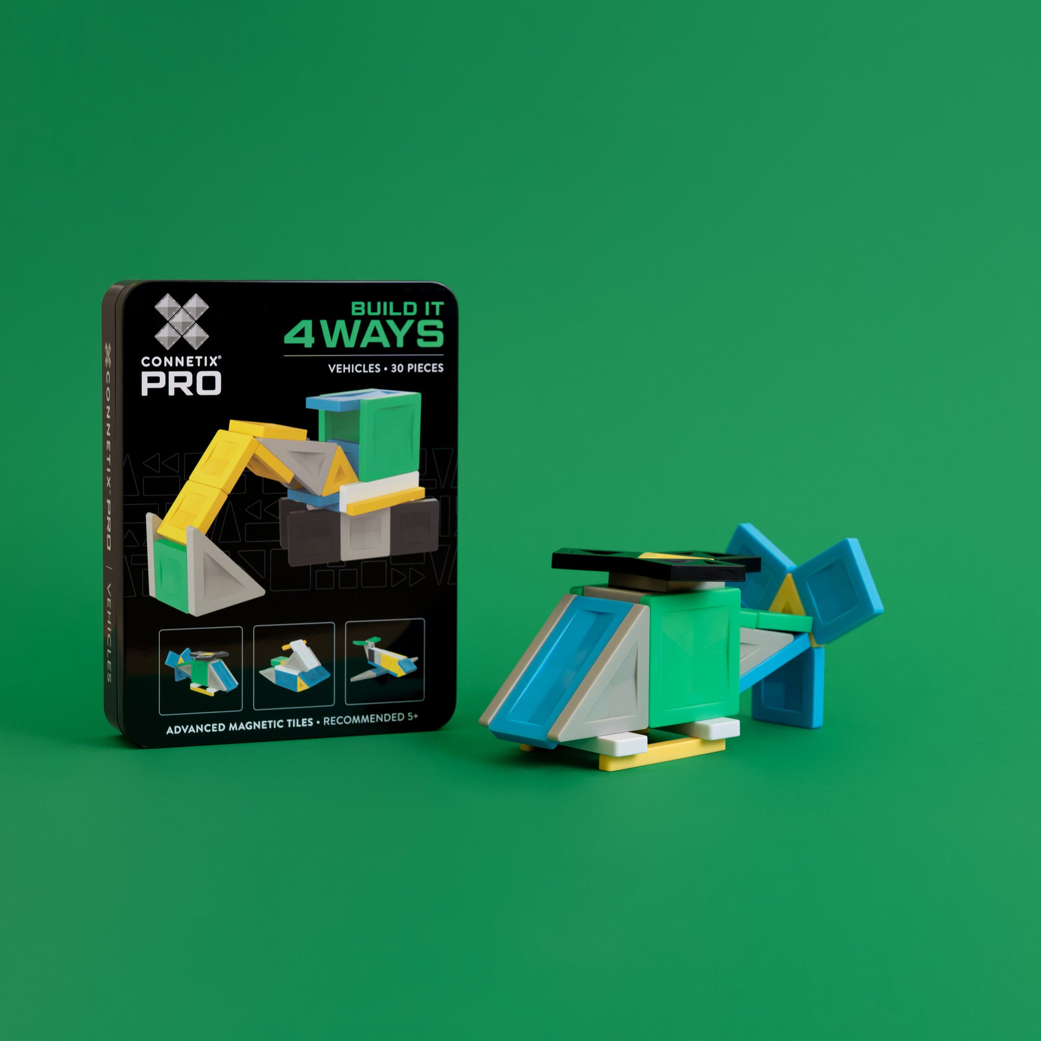 CONNETIX Pro Magnetic Tiles 30 Piece - Build it 4 Ways Vehicles