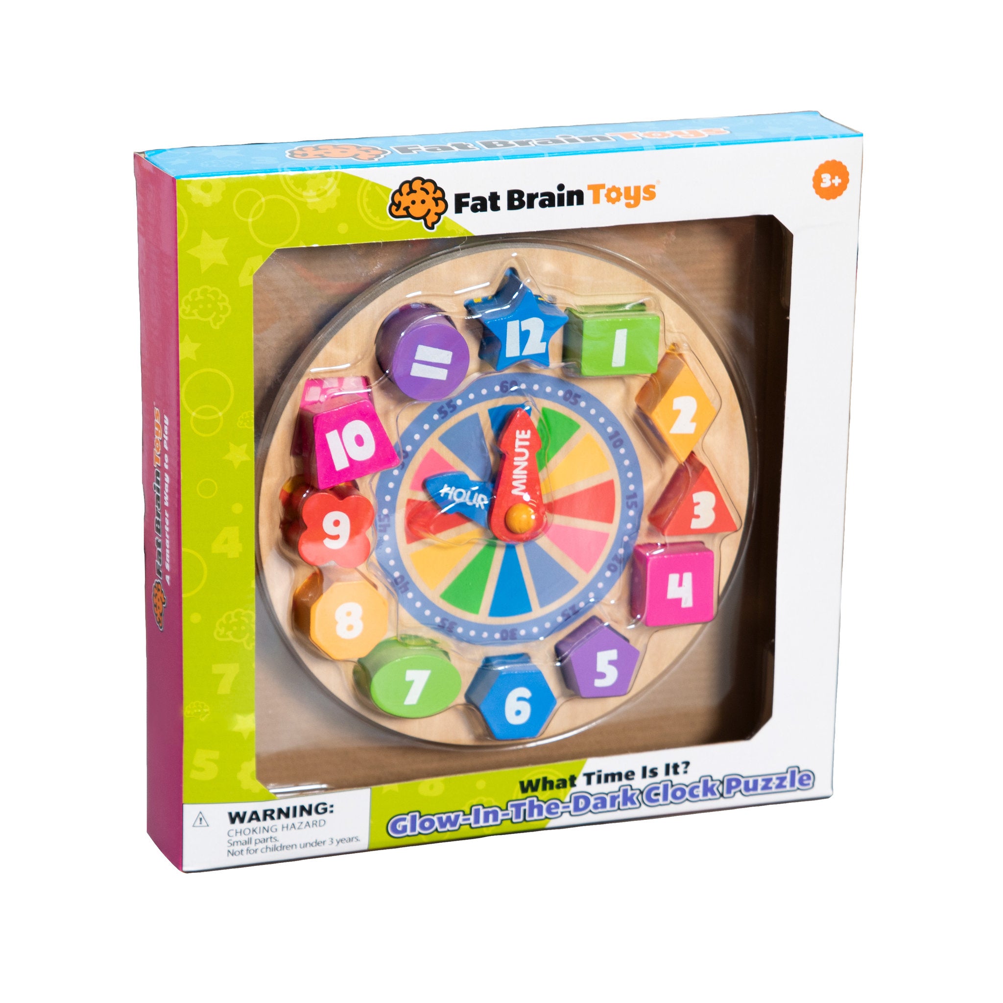 Fat Brain Toys What Time Is It? Glow-In-The-Dark Clock Puzzle