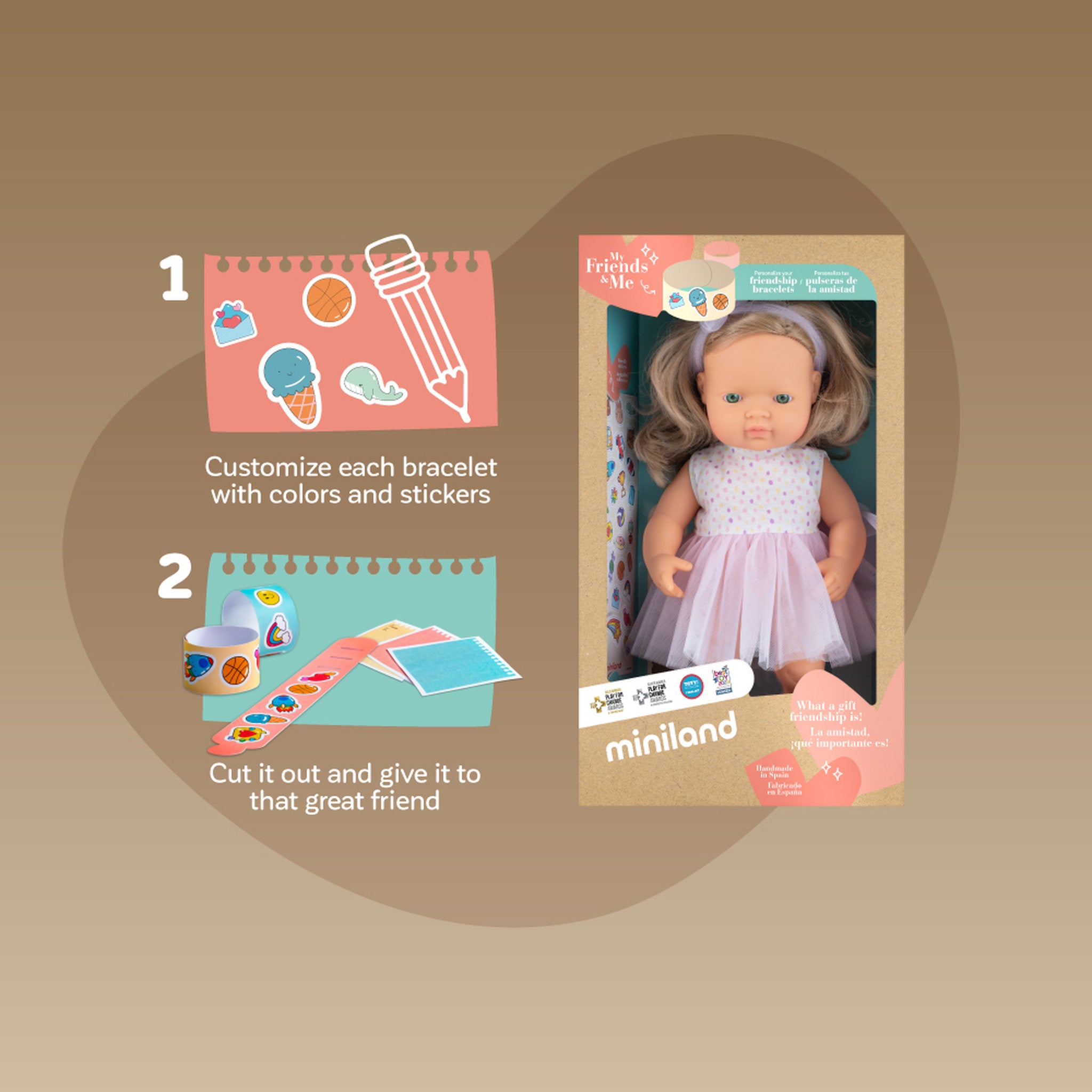Miniland My Friends & Me 38cm Baby Doll - Blonde Girl