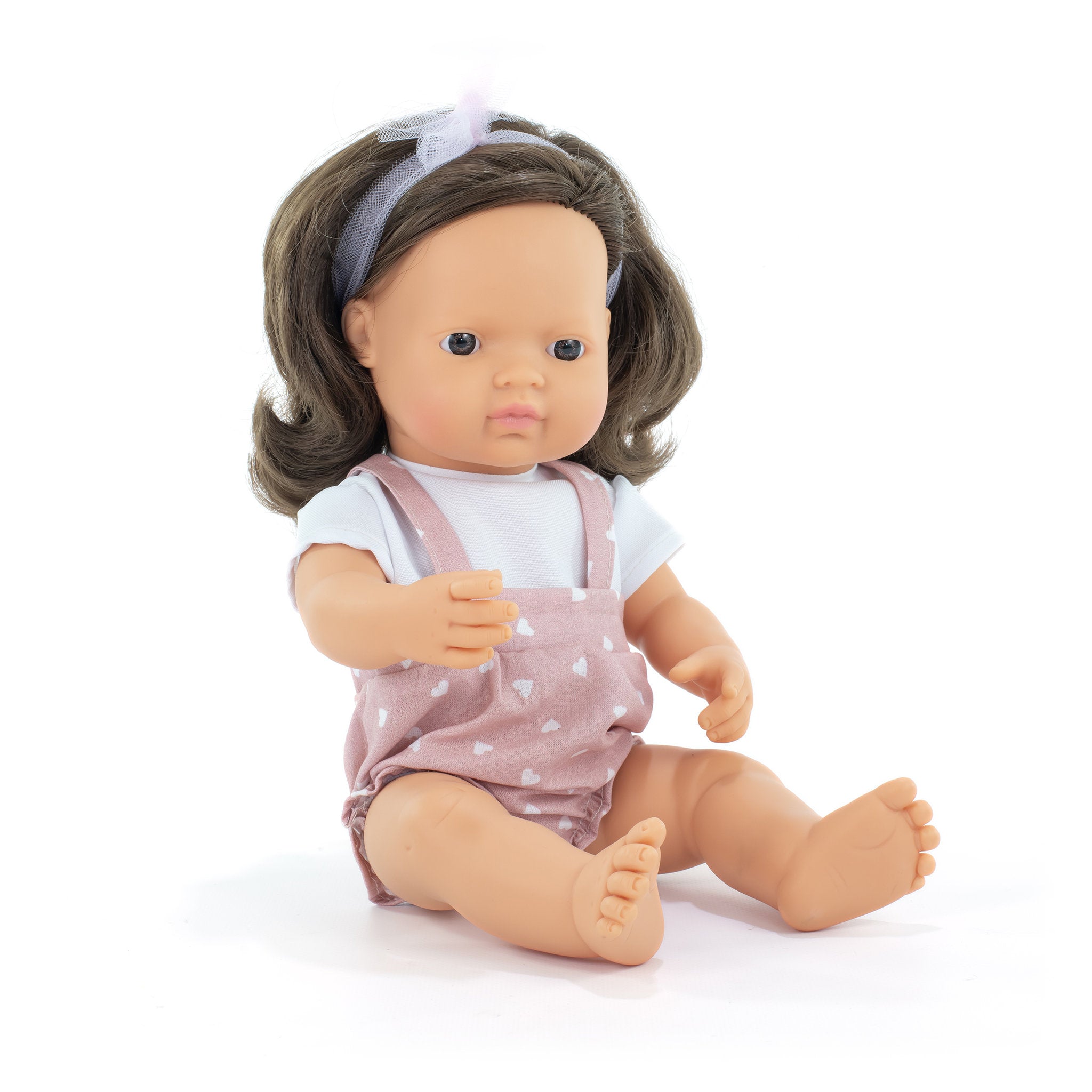 Miniland My Friends & Me 38cm Baby Doll - Brown Hair Girl