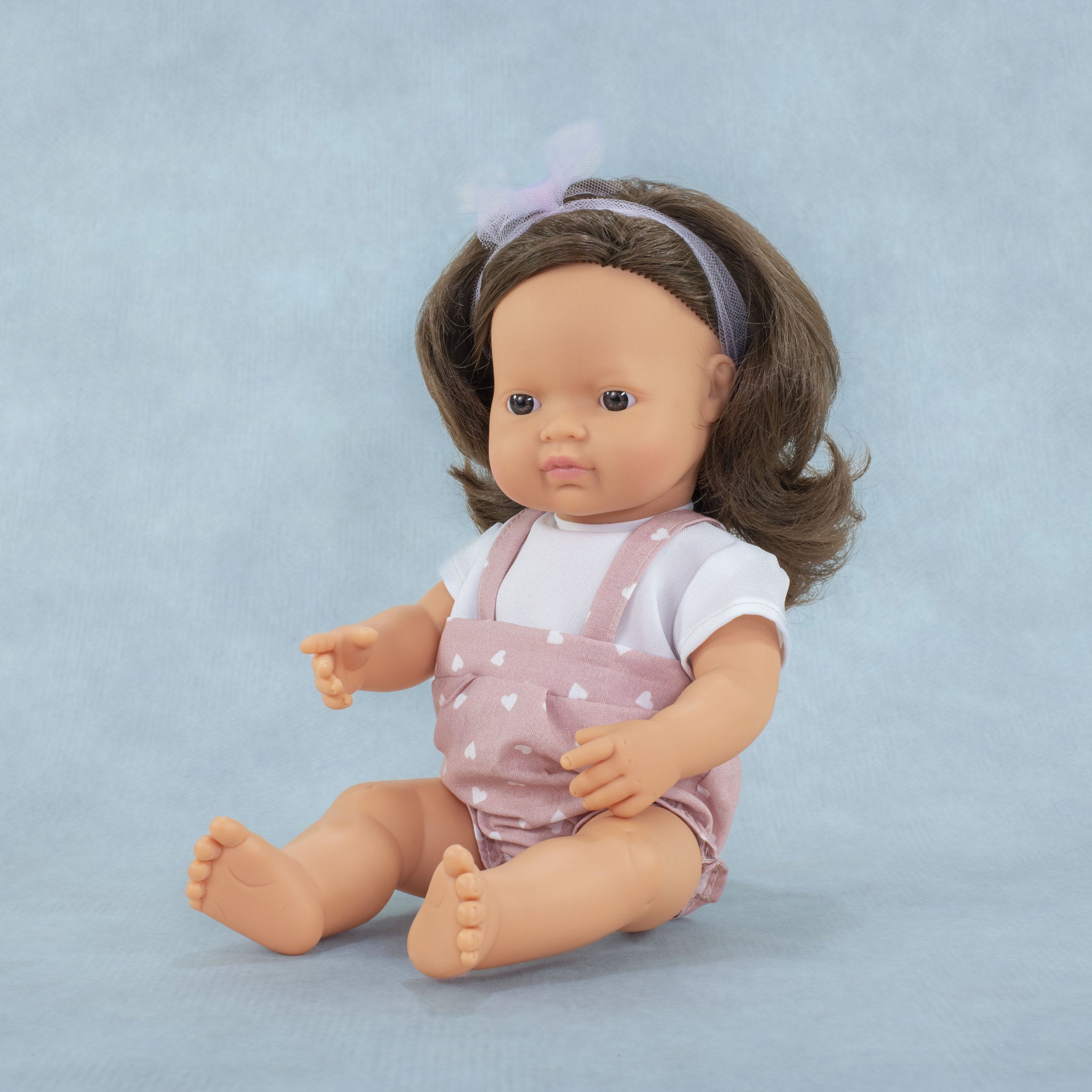 Miniland My Friends & Me 38cm Baby Doll - Brown Hair Girl