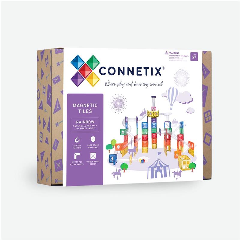 Connetix Magnetic Tiles Super Ball Run 134 Piece Pack