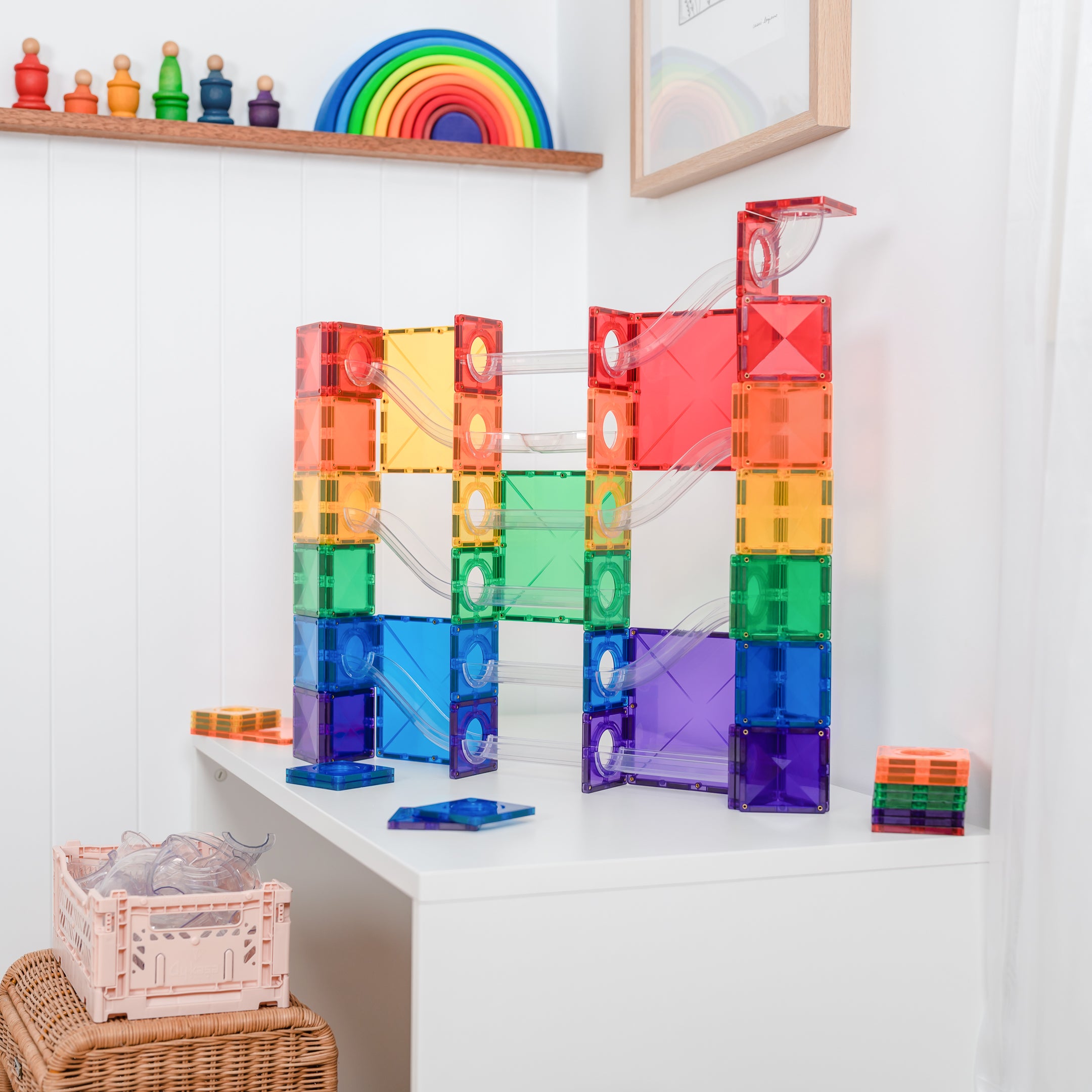 Connetix Magnetic Tiles 134 Piece - Super Ball Run Pack