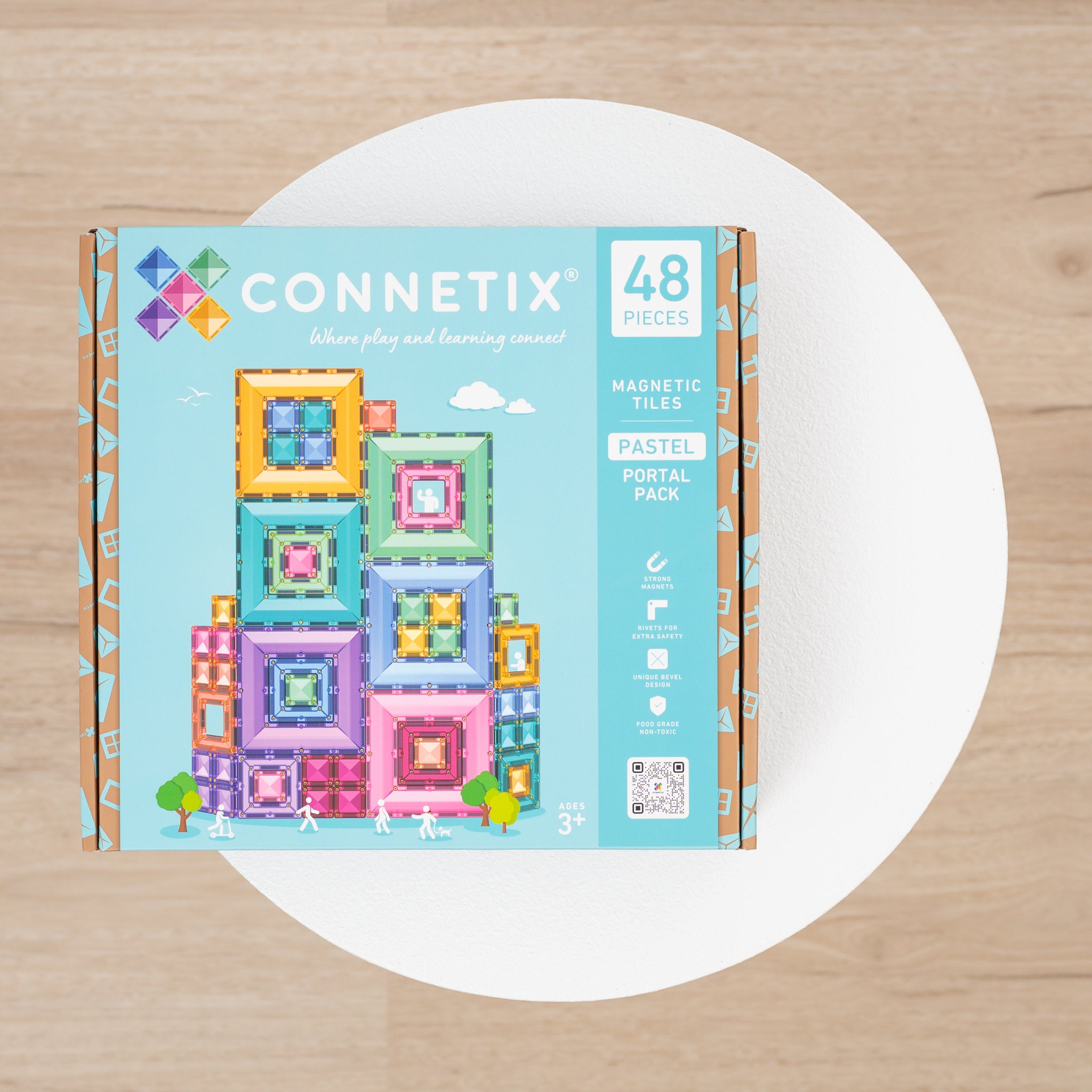 CONNETIX Magnetic Tiles 48 Piece - Pastel Portal Pack