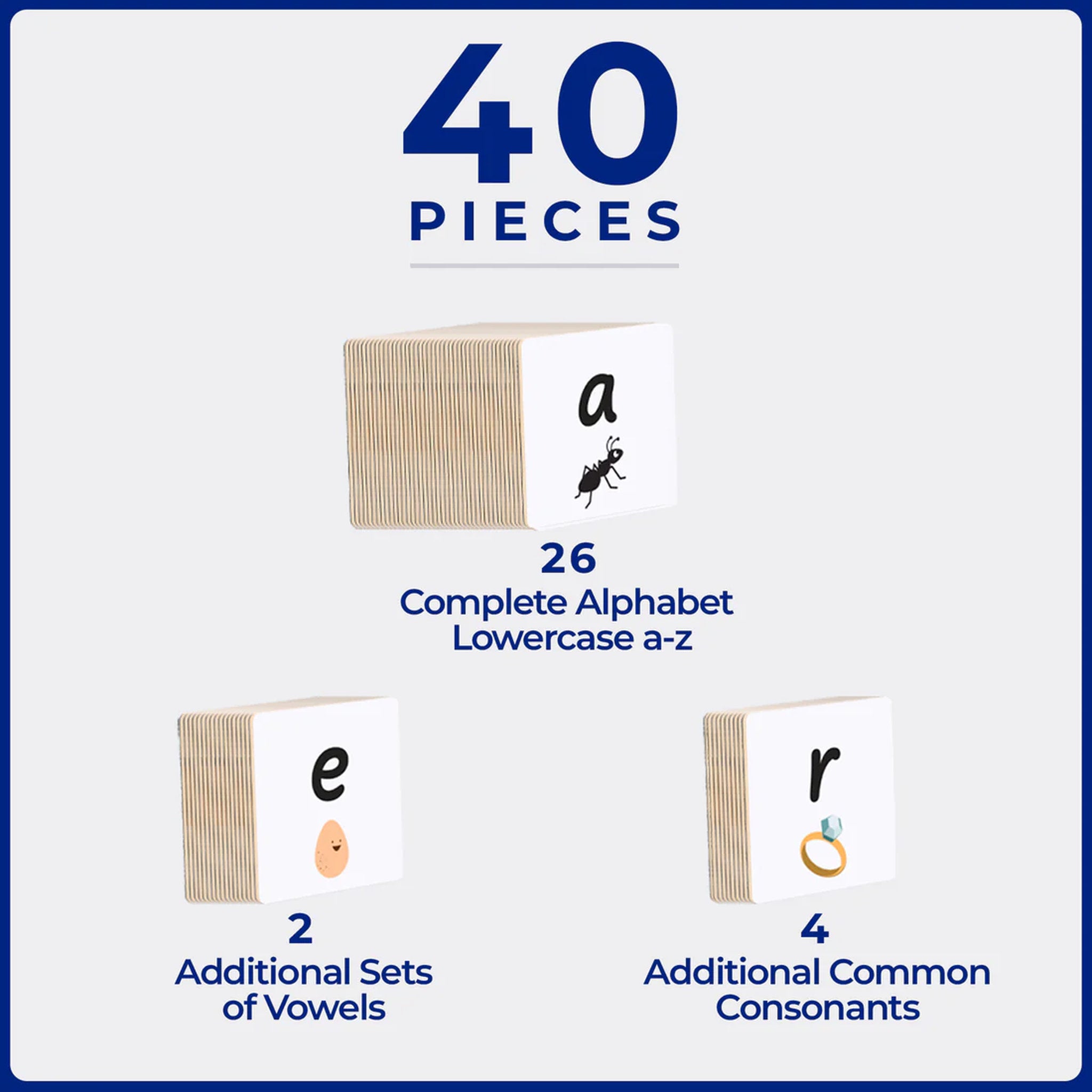 TileTek 40 Piece Tile Topper - Alphabet Lower Case Pack