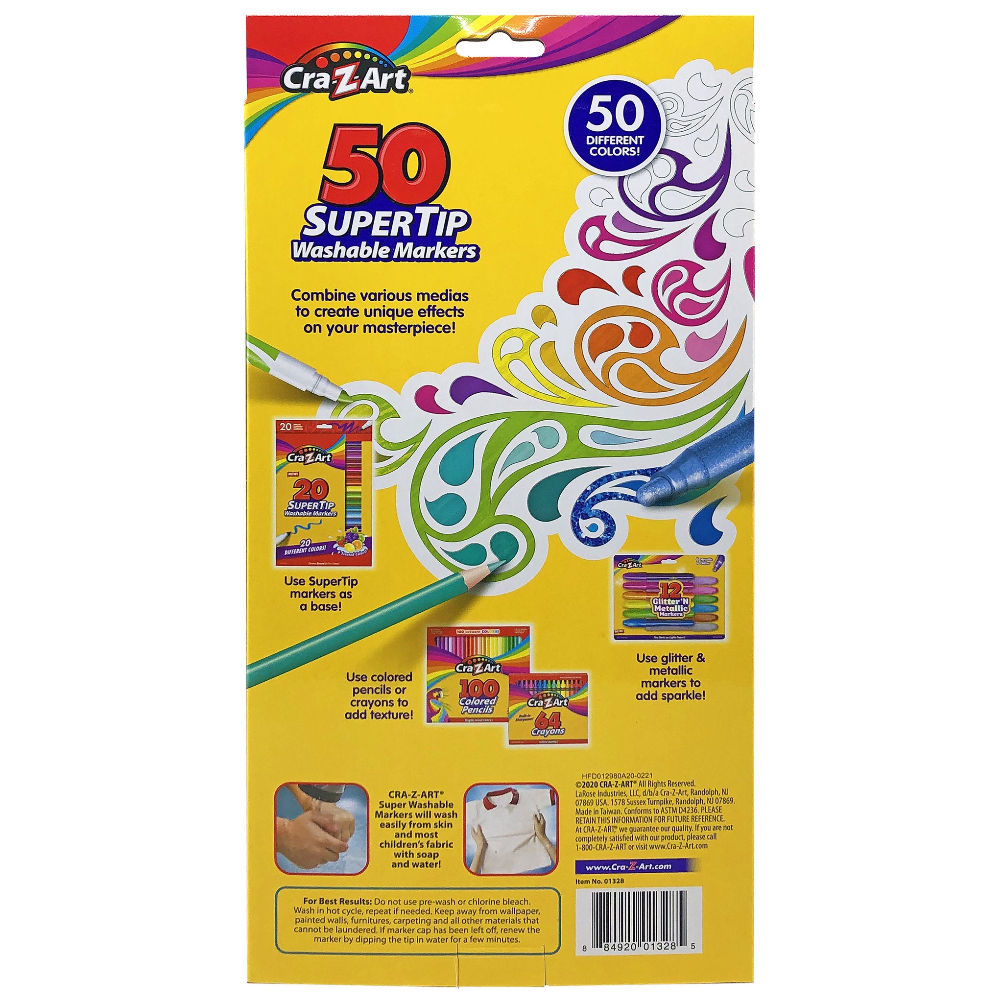 Cra-Z-Art Supertip Washable Markers  With 12 Scented Markers 50 Pack
