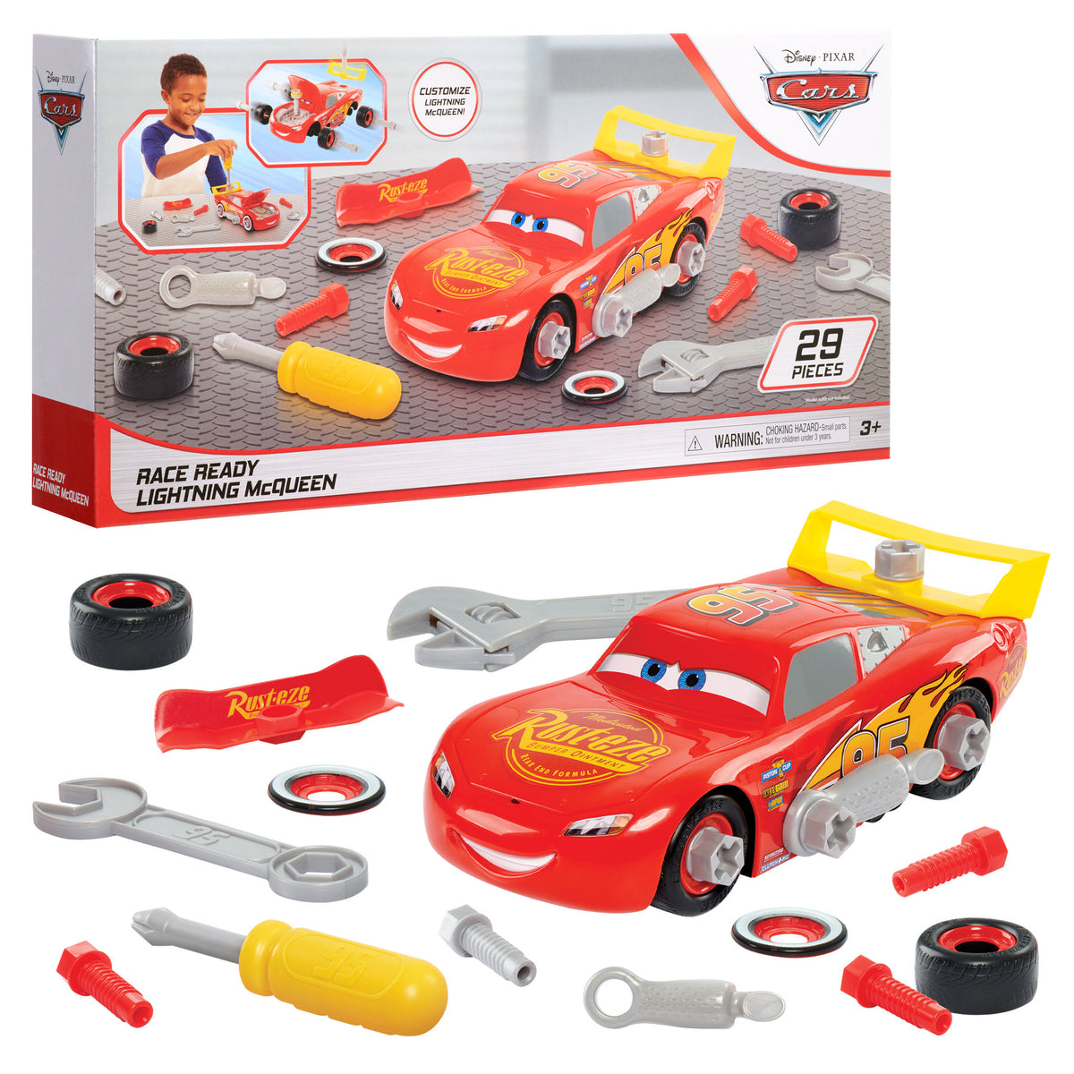 Disney Pixar Cars Race Ready Lightening McQueen Tool 29 Set