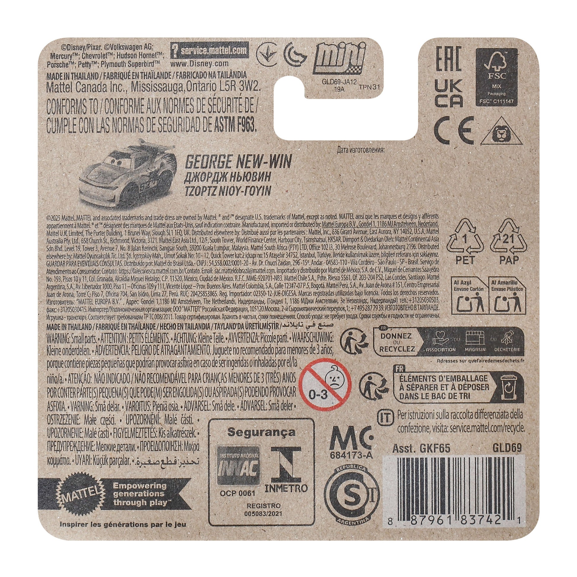 Disney Pixar Cars Mini Die-Cast Racers - George New-Win - Toyworld Australia